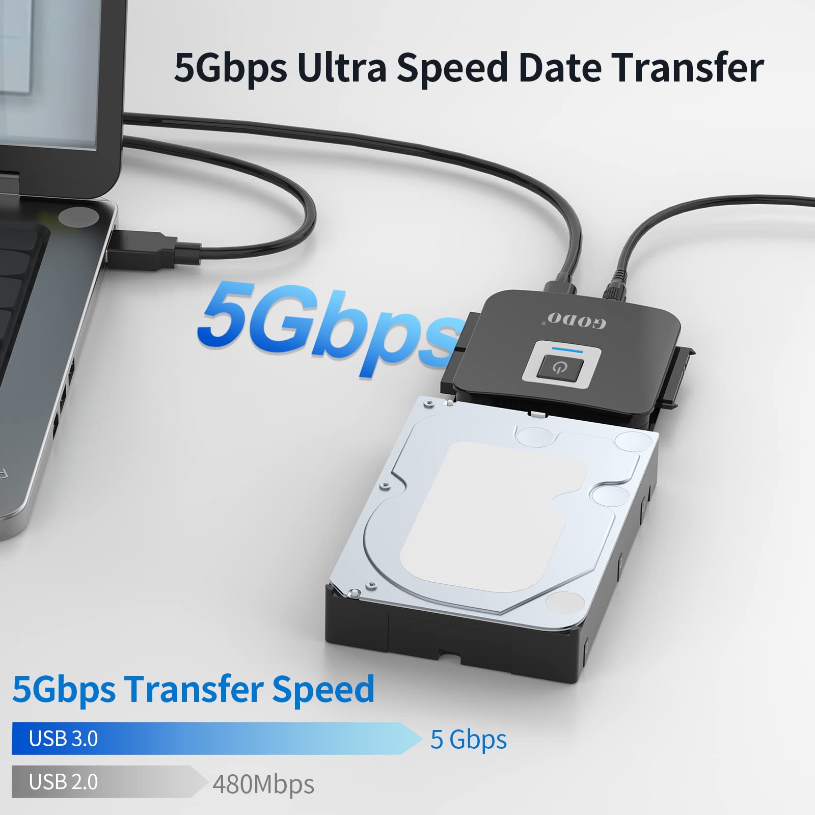 Godo Sata/Ide To Usb 3.0 Adapter,Ide Hard Drive Adapter Kit,Sata Cable Converter For 2.5/3.5 Inch Ide And Sata Hdd/Ssd,5.25'' Cd