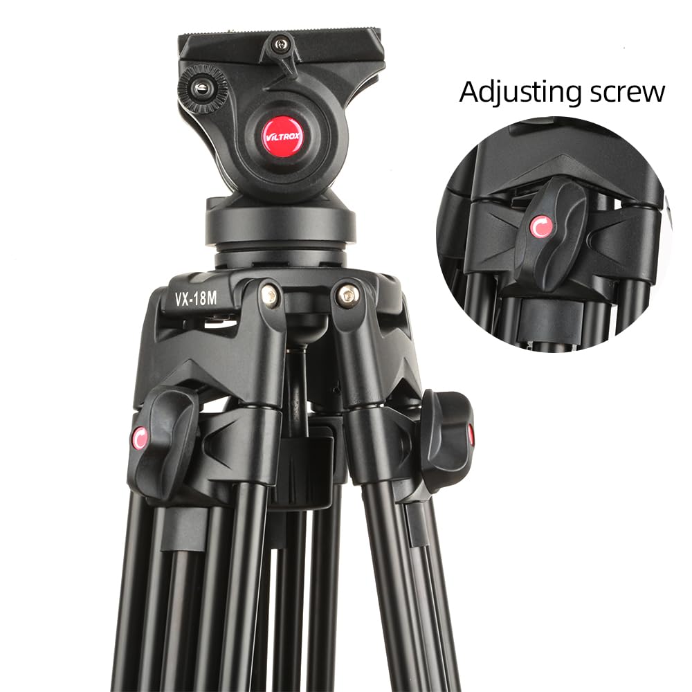 Viltrox Heavy Duty Tripod, 74 Inch Fluid Head Video Tripod, 22Lbs Sturdy Heavy-Duty Tripod With Qr Plate, Hand Bar, Carrying Bag