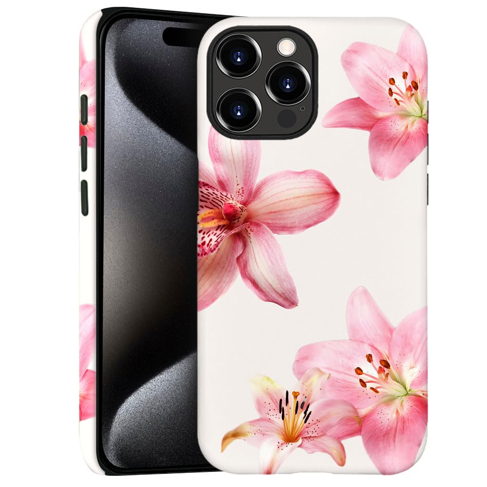 Case for iPhone 13 Pro Max - Slim Fit Anti-Scratch Phone Case for Girl Women - Pink Hibiscus Tropical Floral (Frosted)