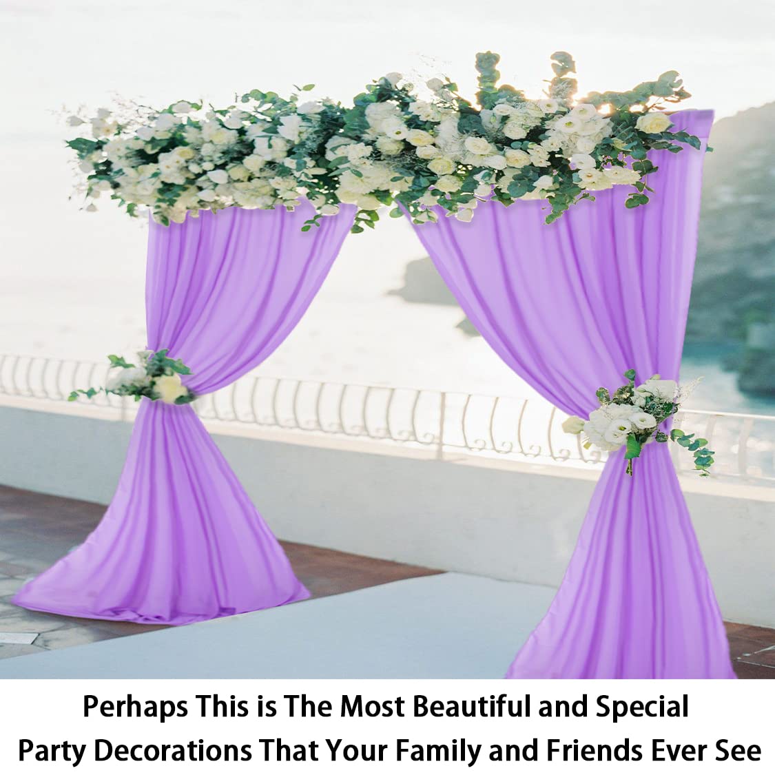 Lavender Wedding Arch Draping Fabrics 3 Panels 20Ft Chiffon Fabric Drapery Voile Fabrics Wedding Arches For Wedding Ceremony She