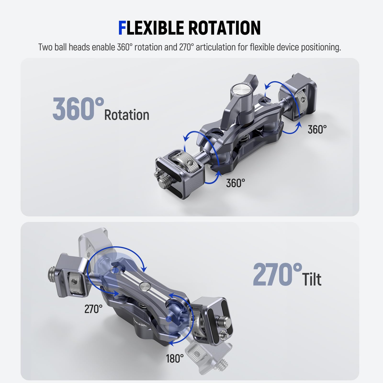 Neewer Lightweight Magic Arm, Articulating Friction Arm With 1/4'' & 3/8'' Screws, Retractable Anti Twist Locating Pin & 360 Bal