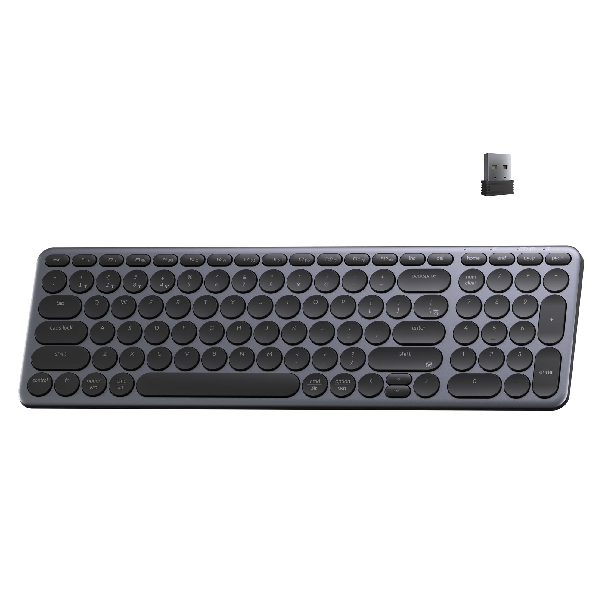 Keychron B4 Pro UltraSlim 96% Wireless Keyboard, Bluetooth/2.4 GHz/Wired Connection Keyboard with Numpad, Launcher, Up to 300 H