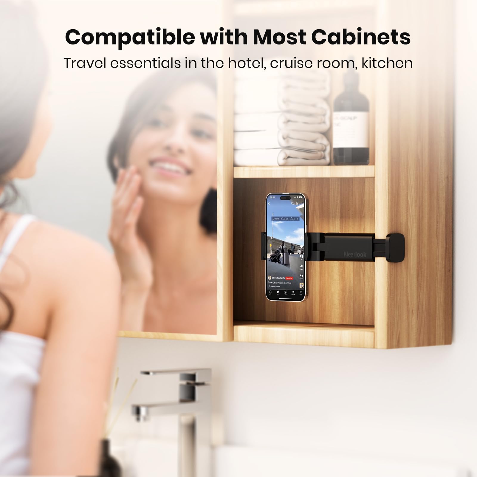 3 Pack Universal Airplane Phone Holder, Klearlook 360 Degree Rotation Travel Essentials Mount For Desk, Handsfree Stand, Flexibl