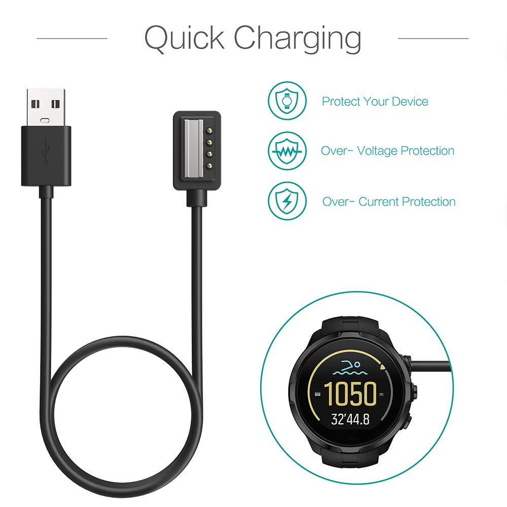 Tusita Charger Compatible With Suunto 9, D5, Spartan Ultra Hr, Spartan Sport Wrist Hr, Eon Core   Magnetic Usb Charging Cable 10