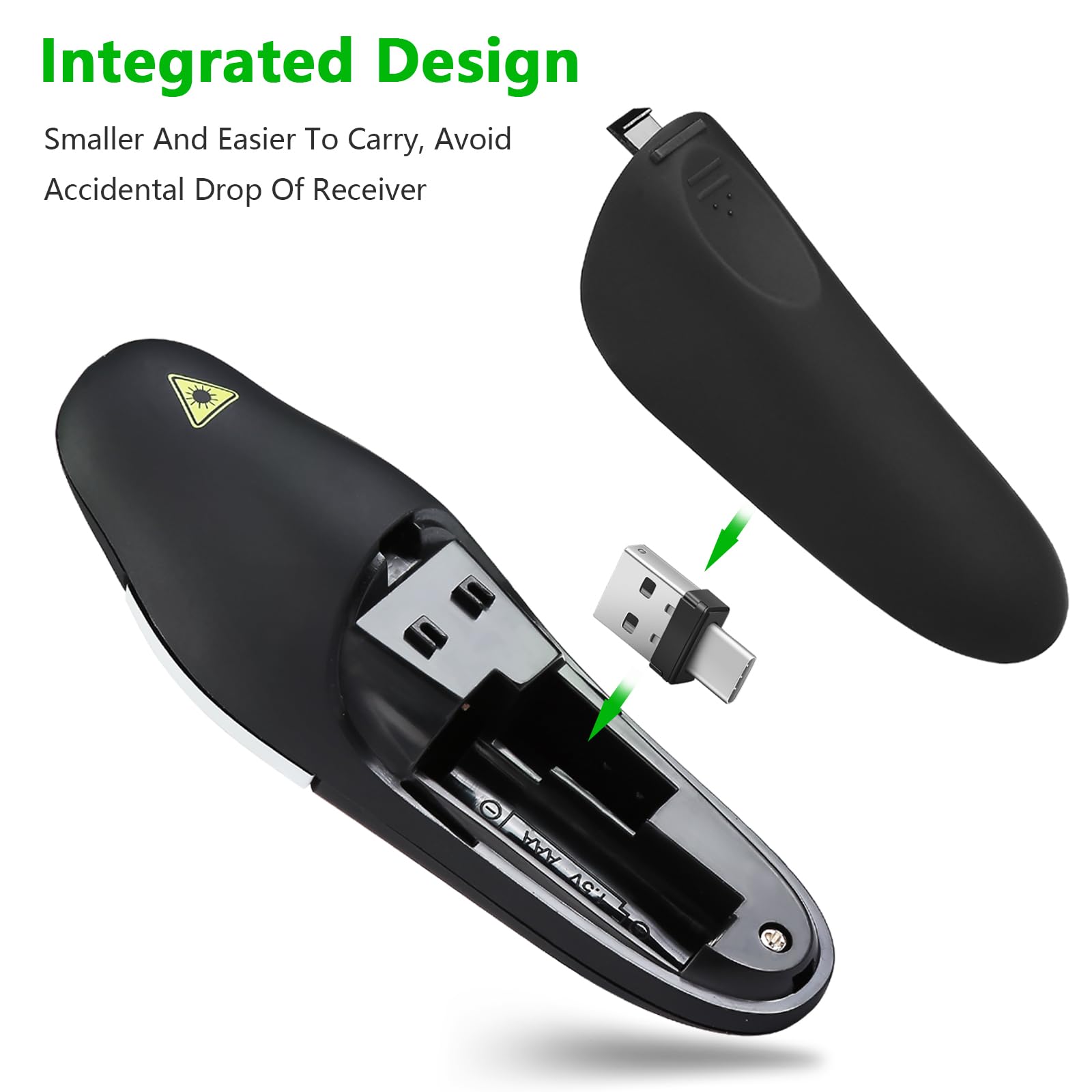 Presentation Clicker Remote, Type C&Usb Wireless Presenter, Powerpoint Clicker, Slide Advancer Control For Mac? Windows? Laptop,