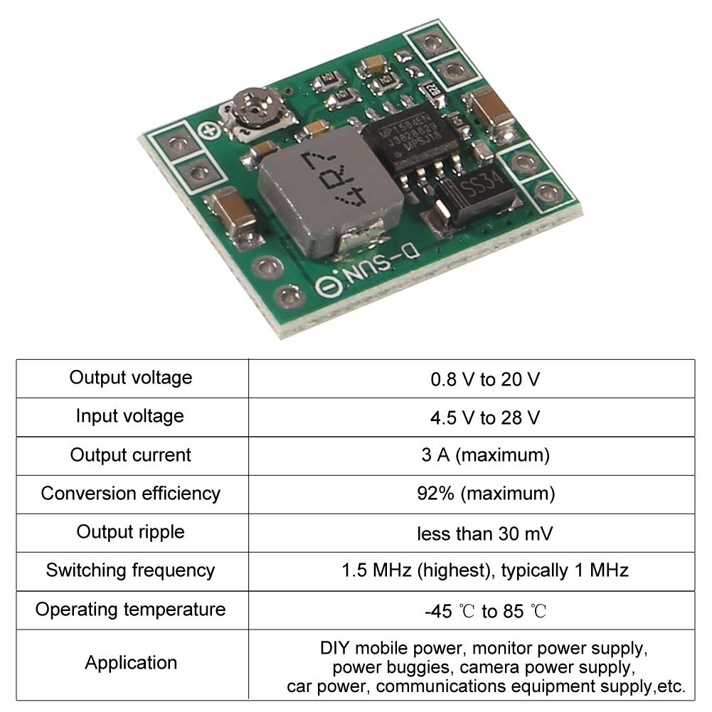 Aitrip 8 Pack Mini Mp1584En Dc Dc Buck Converter Adjustable Power Supply Module 24V To 12V 9V 5V 3Vcompatible With Arduino Raspb