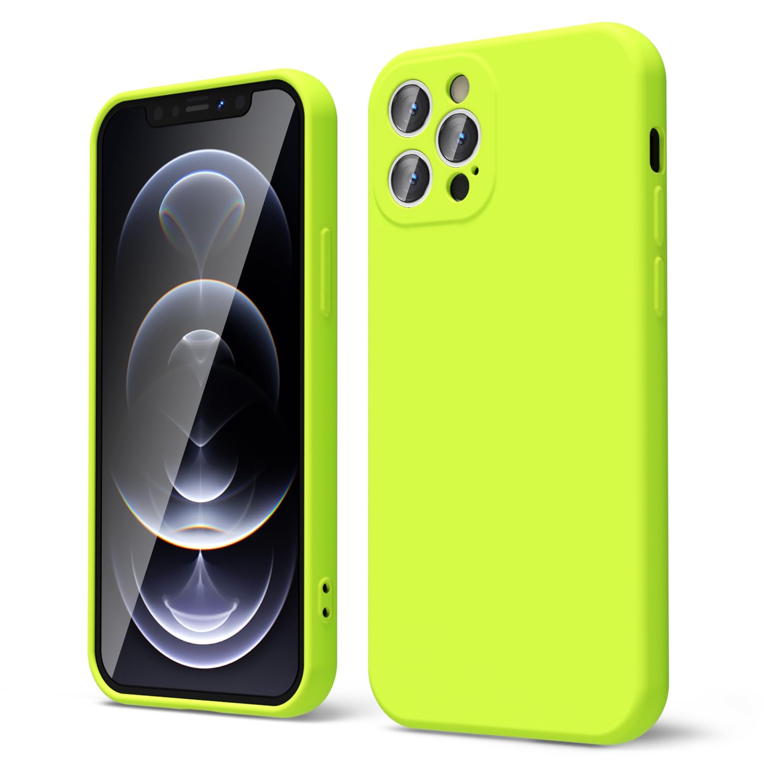 Oakxco For Iphone 12 Pro Max Case Liquid Silicone, Fluorescent Bright Solid Color, Soft Rubber Gel Elegant Aesthetic Cover, Slim