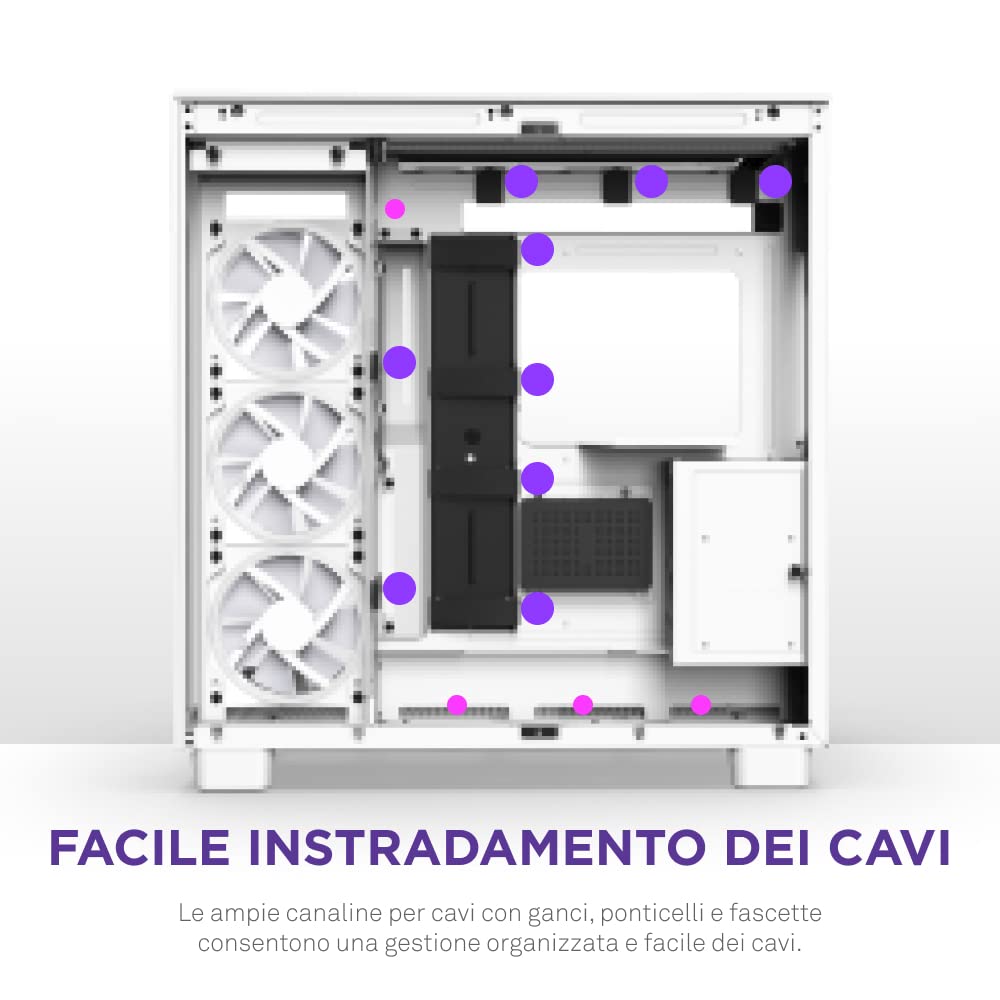 Nzxt H9 Elite Cm H91Ew 01 Dual Chamber Atx Mid Tower Pc Gaming Case Includes 3 X 120Mm F120 Rgb Duo Fans With Controller Glass Front, Top & Side Panels 360Mm Radiator Support White