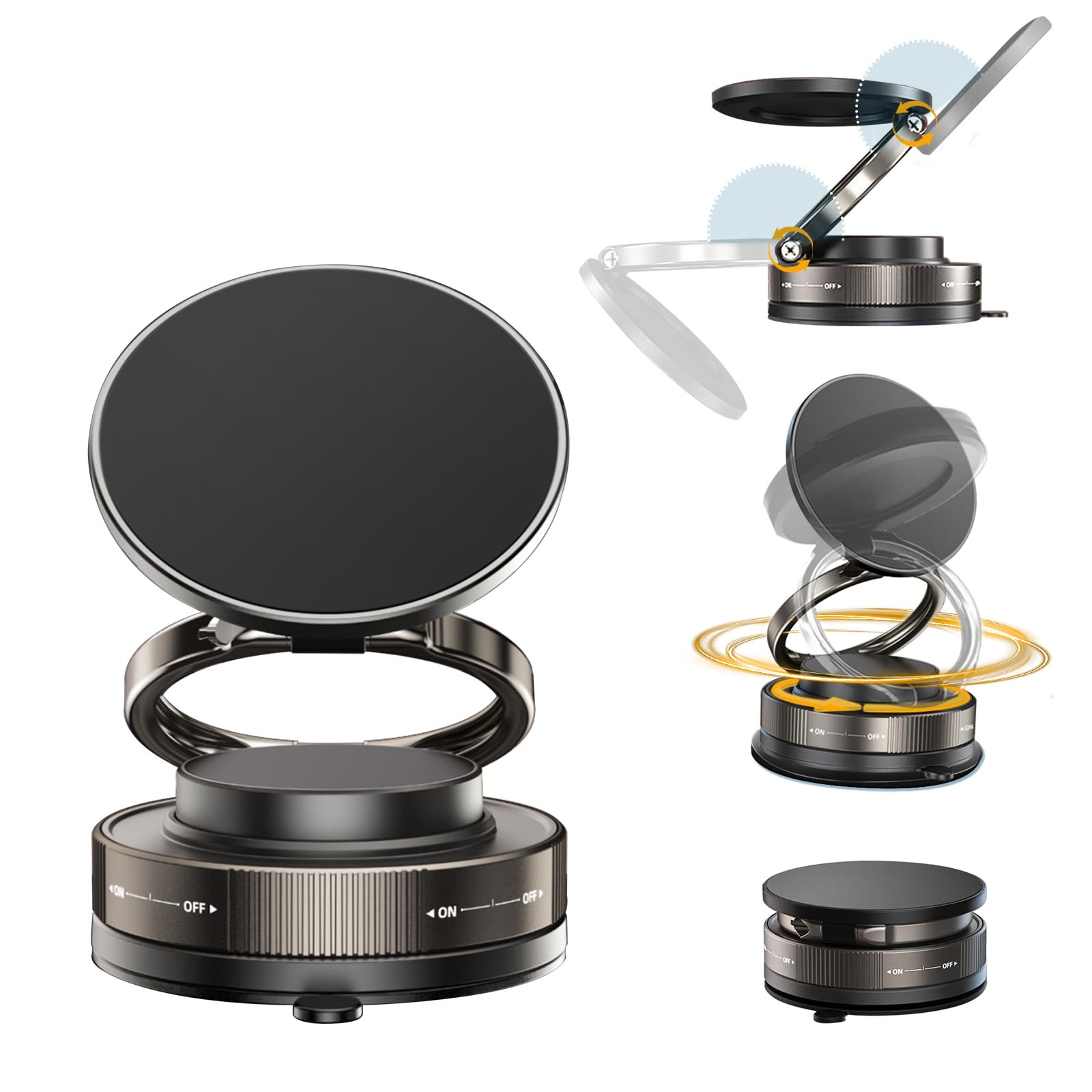 Repmidfer 360 Adjustable Vacuum Magnetic Phone Holder for Car, Suction Cup Phone Mount for Magsafe, Portable Cell Phone Holder f