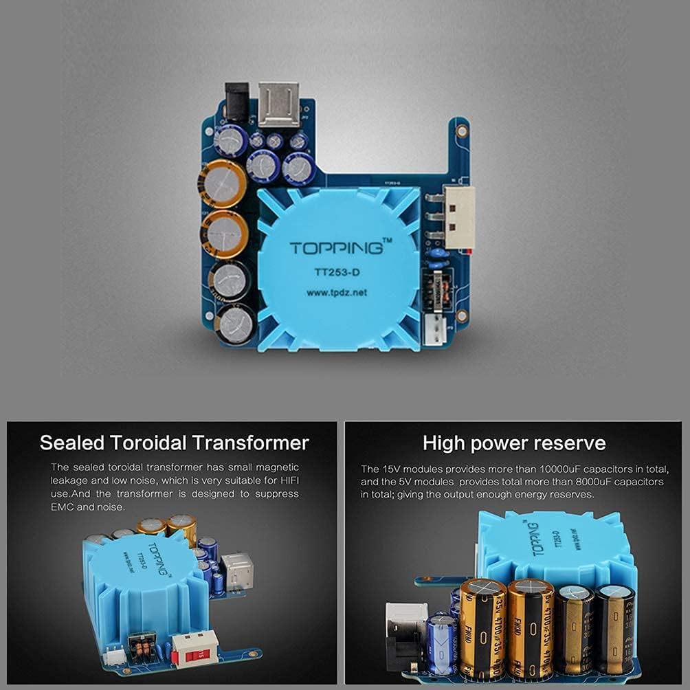 Topping P50 Linear Power Supply For Topping E50/D50/D50S/Dx3 Pro+/A50 Ultra Low Noise 2X 5V 1A + 15V 1A Silver
