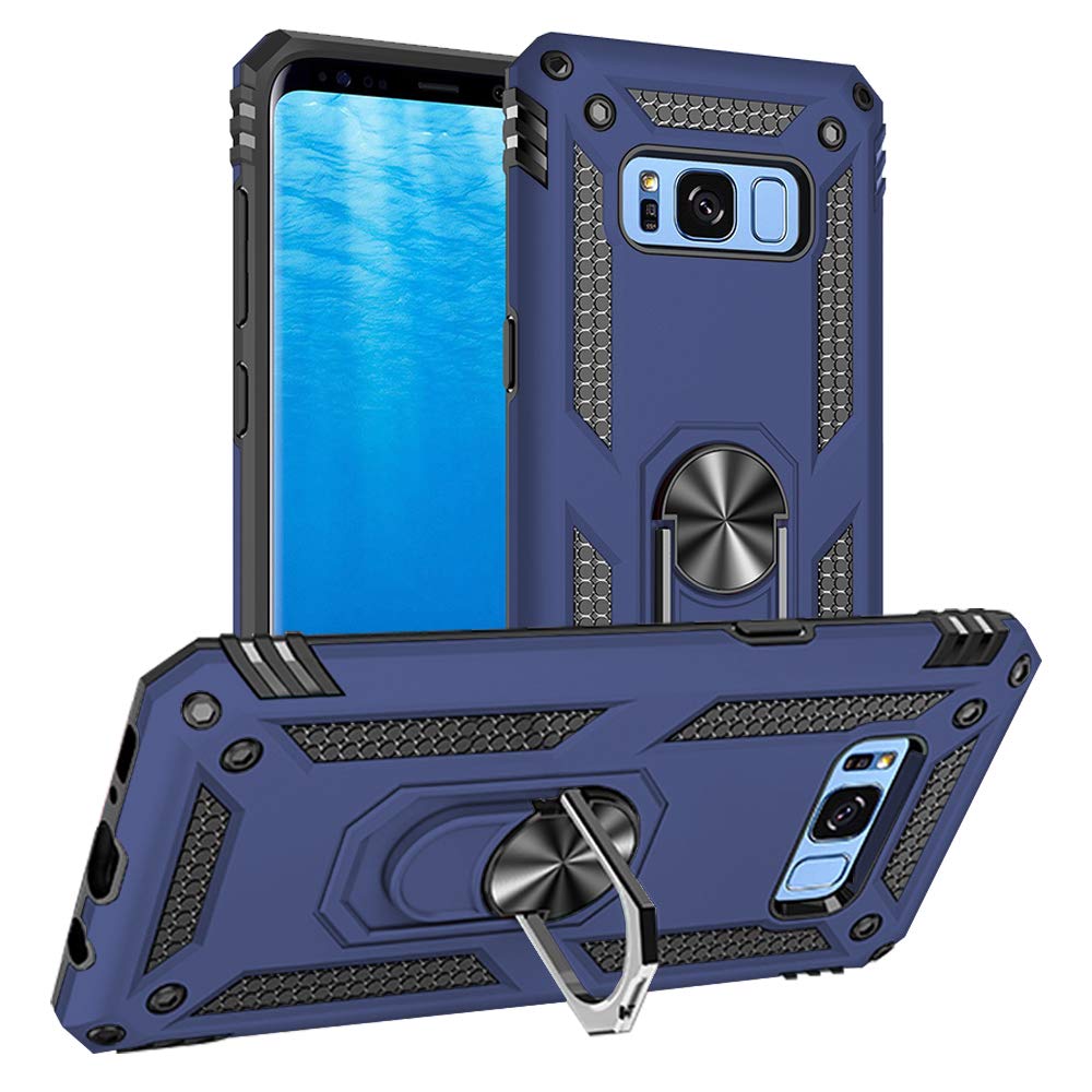 Samsung Galaxy S8 Case, Samsung S8 Phone Case, Military Grade Protective Cases with Ring for Samsung Galaxy S8 (Blue)