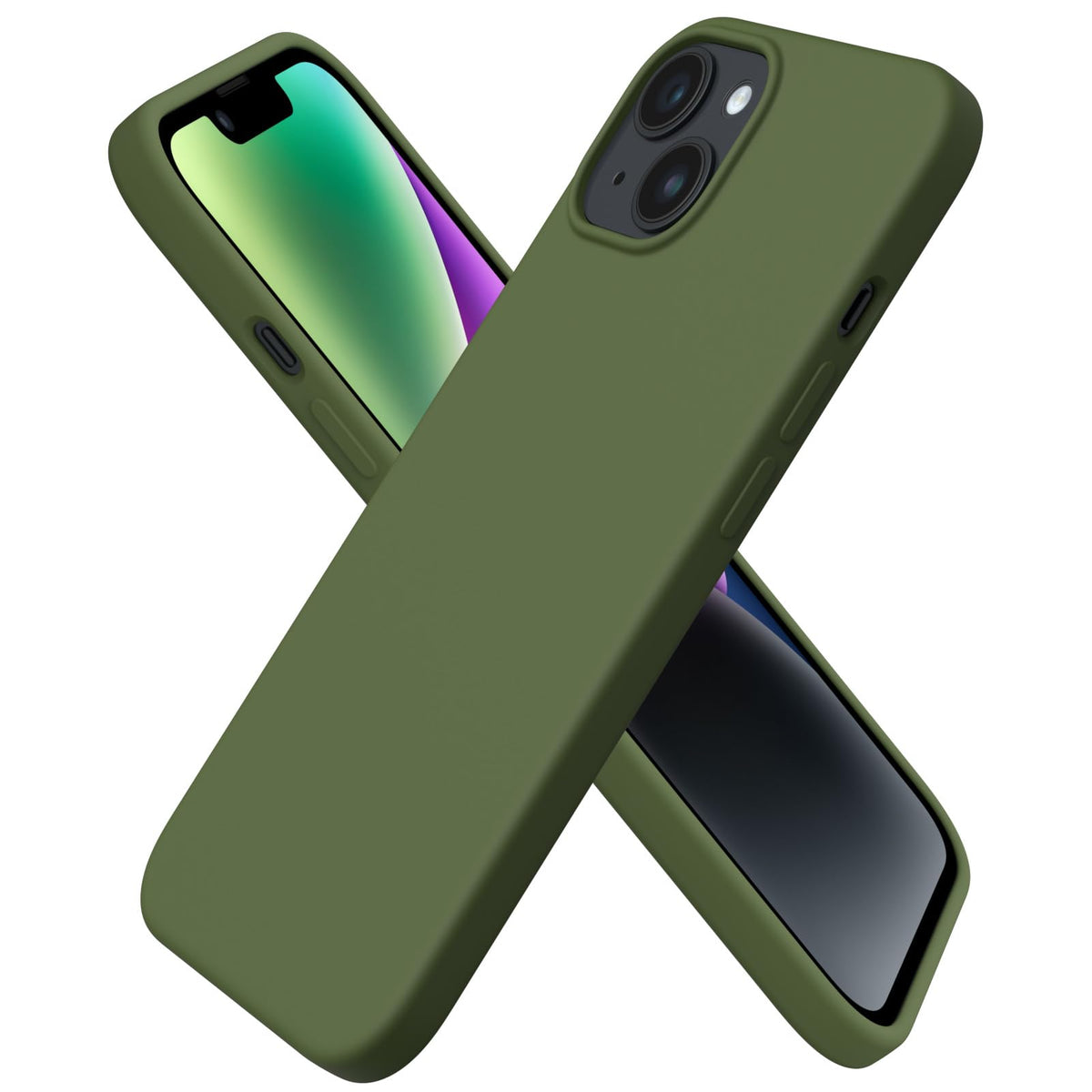 Ornarto Compatible With Iphone 14 Case 6.1, Slim Liquid Silicone 3 Layers Full Phone Covered Soft Gel Rubber Case Protective Pho