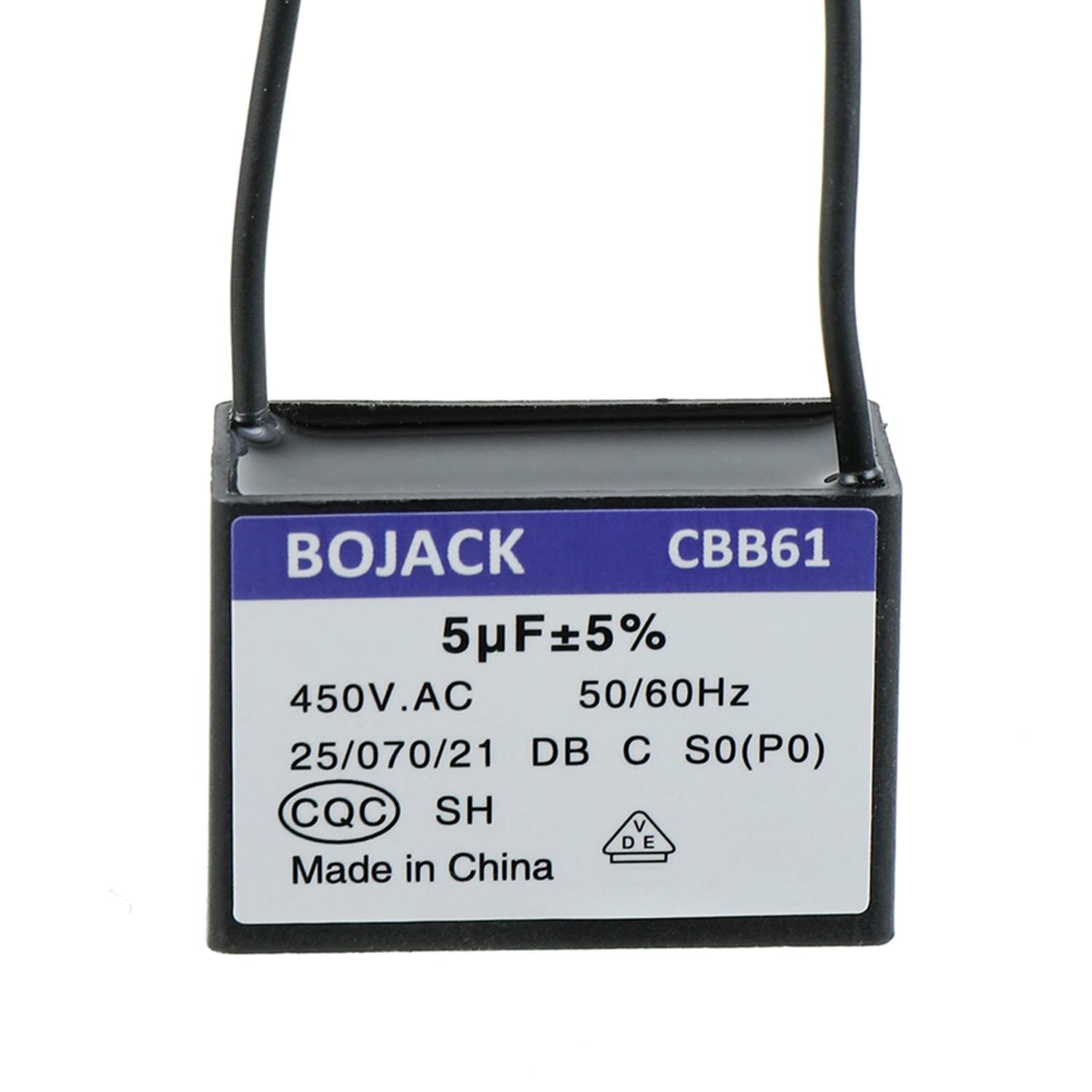 Bojack Cbb61 5 Uf 450V Ac Ceiling Fan Starting Capacitor For Compatible With Harbor Breeze & New Tech 2 Wire(Pack Of 1 Pcs)