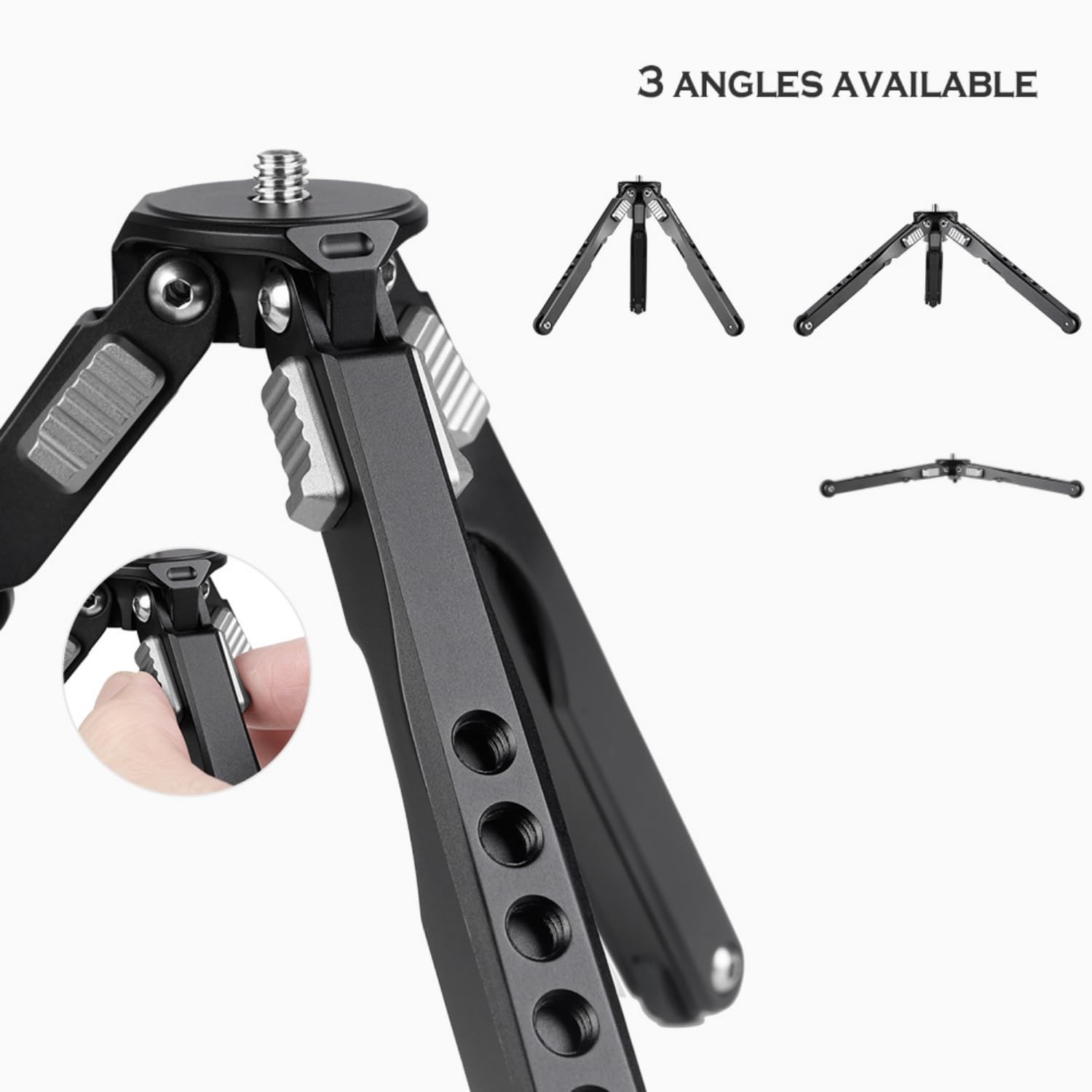 Leofoto Mt 03 Tabletop Tripod, Aluminum Mini Tripod, 2 Leg Sections, Foldable Leg, Portable And Compact, 1/4'' Mounting Stud And