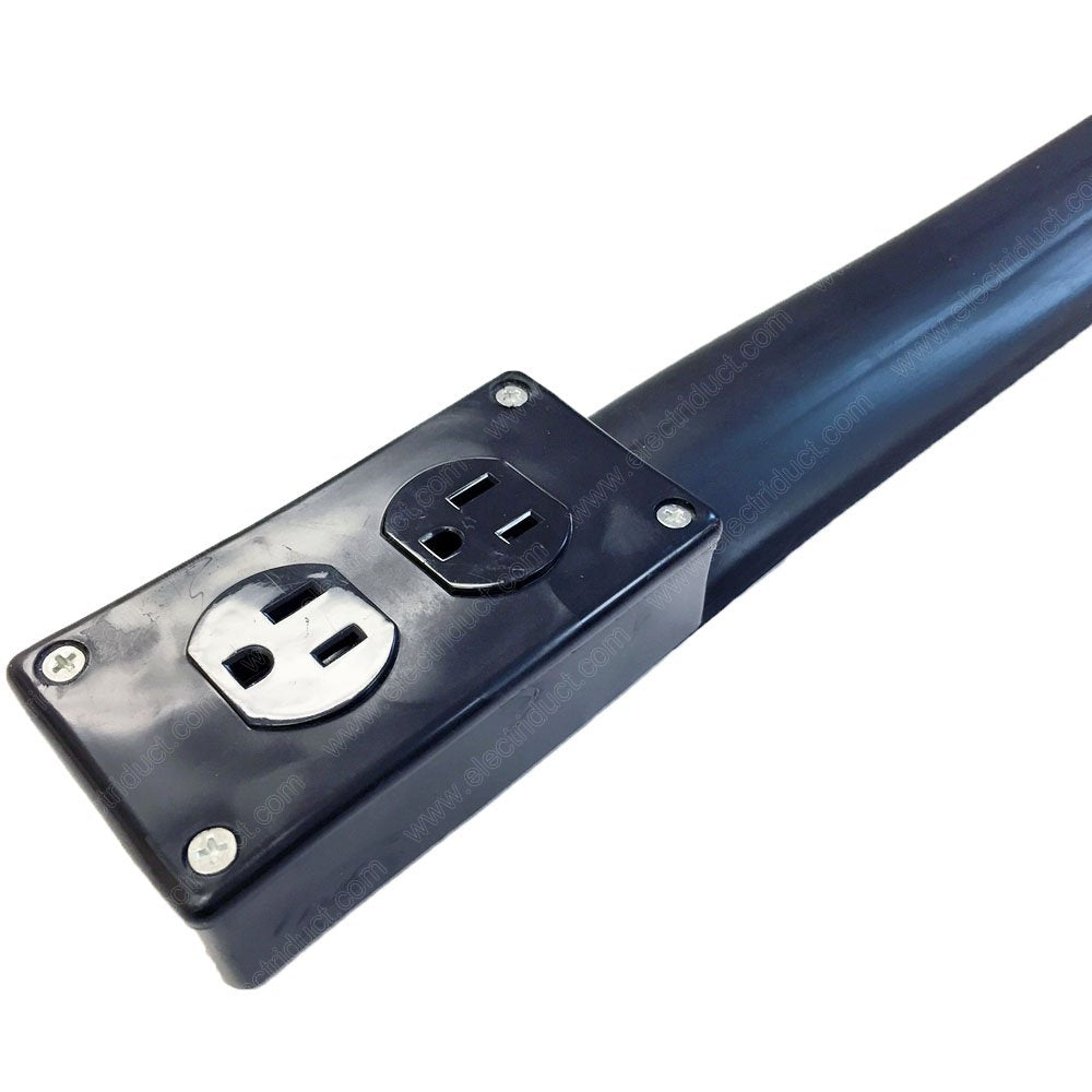 Electriduct Lay Flat Electrical Power Extension Cord Duplex Receptacle Cable Protector   15 Feet   Black