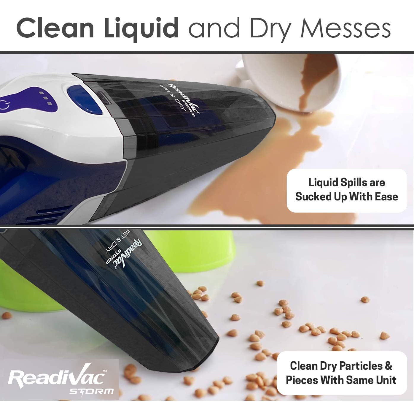 Readivac Kirby Storm Handheld, Wet & Dry Vacuum Cleaner, Powerful Cordless Hand Vac For Home & Car, Small Lightweight Handvac, 2