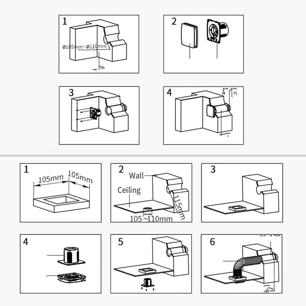 Sailflo 4 Inch Wall Mounted Exhaust Fan, 12W Ventilation Extractor With Anti Backflow Check Valve Chain Switch For Window Duct G