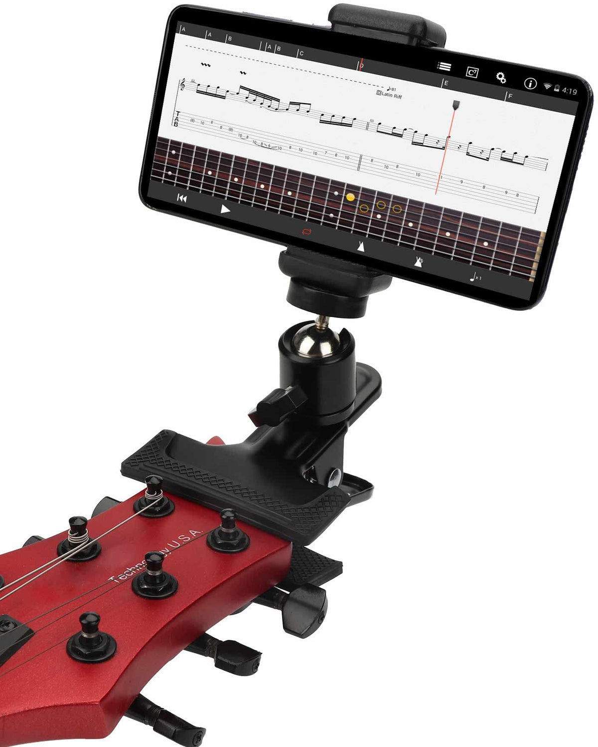 Lms Guitar Head Phone Holder Cell Phone Stand Clamp Phone Mount With 1/4 Ball Head Adapter Universal Guitar Head Clip For Bass U