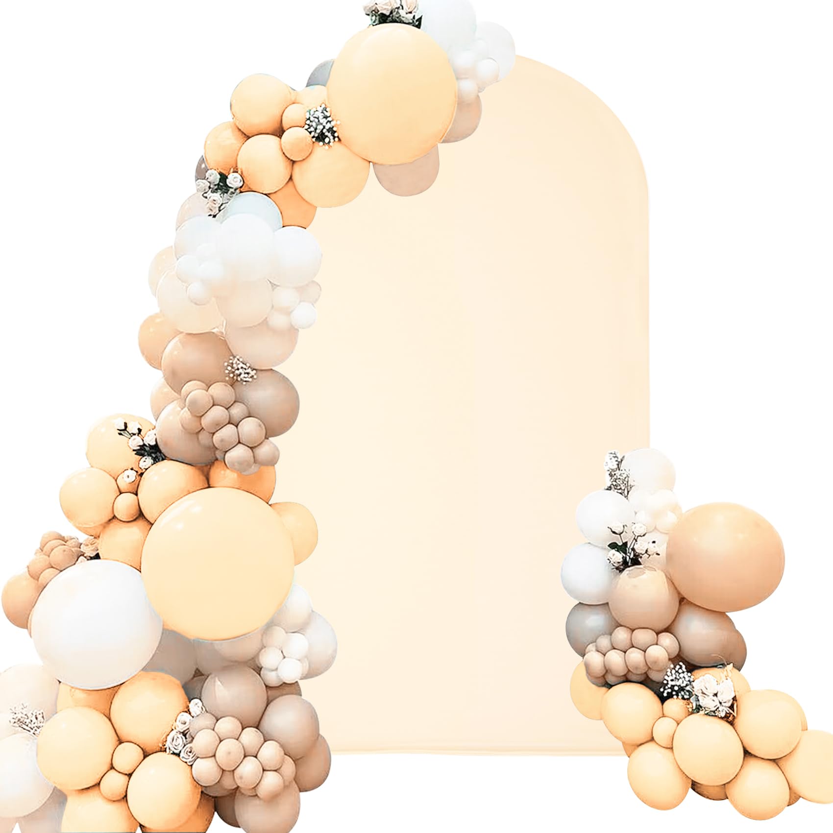 Spandex Fitted Wedding Arch Cover 6.6FT Beige Arch Backdrop Cover, Round Top Chiara Backdrop Stand Covers for Wedding Birthday P