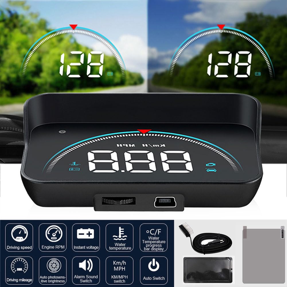 Newsmarts Car Hud Head Up Display, M8 Gauge Speed/Rpm/Voltage Warning Dash Screen Projector