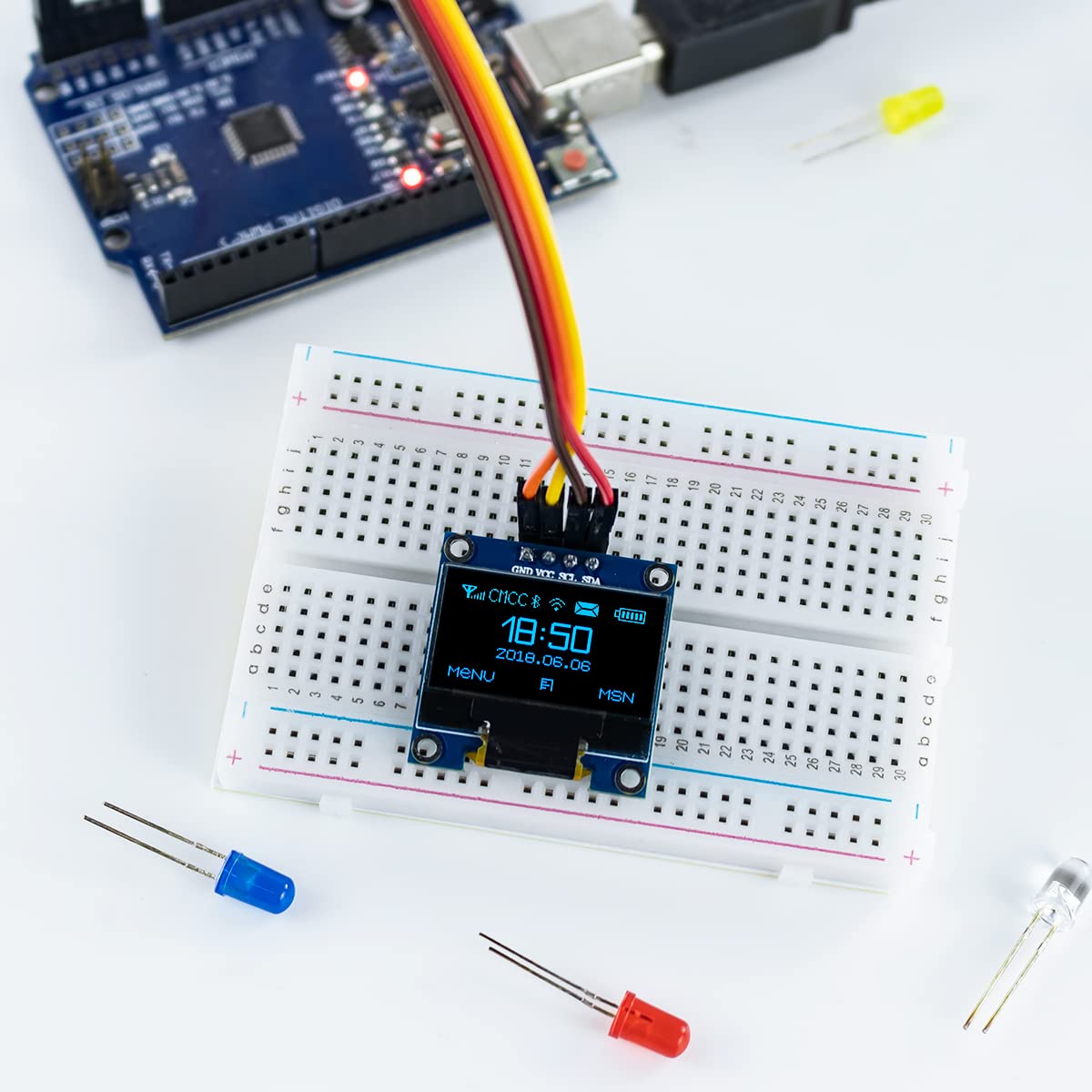 Hosyond 5 Pcs 0.96 Inch Oled I2C Iic Display Module 12864 128X64 Pixel Ssd1306 Mini Self Luminous Oled Screen Board Compatible W