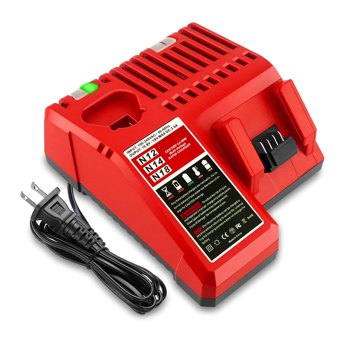 Lizone 48-59-1812 12V 18V Repaid Charger Replacement for Milwaukee 12V 18V Charger 48-11-1860 48-11-1850 48-11-1880 48-11-1840 4