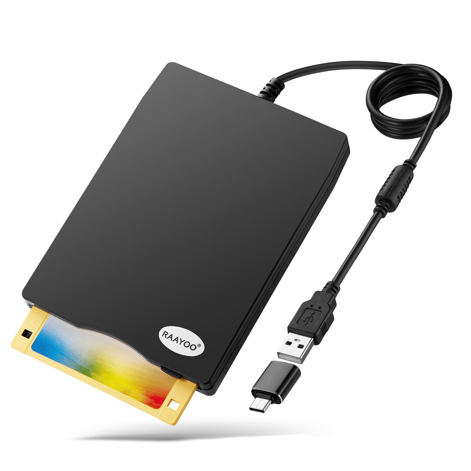 Raayoo Usb Floppy Disk Reader, 3.5 Inch External Portable 1.44 Mb Fdd Floppy Disk Drive For Windows 11/10/8/7/2000/Xp Pc Laptop