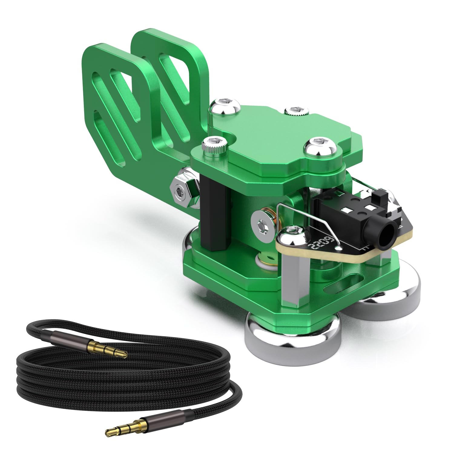 Mini Morse Radio Key Double Paddle Morse Code Key With Stainless Steel Body Three Neodymium Magnets Base Green