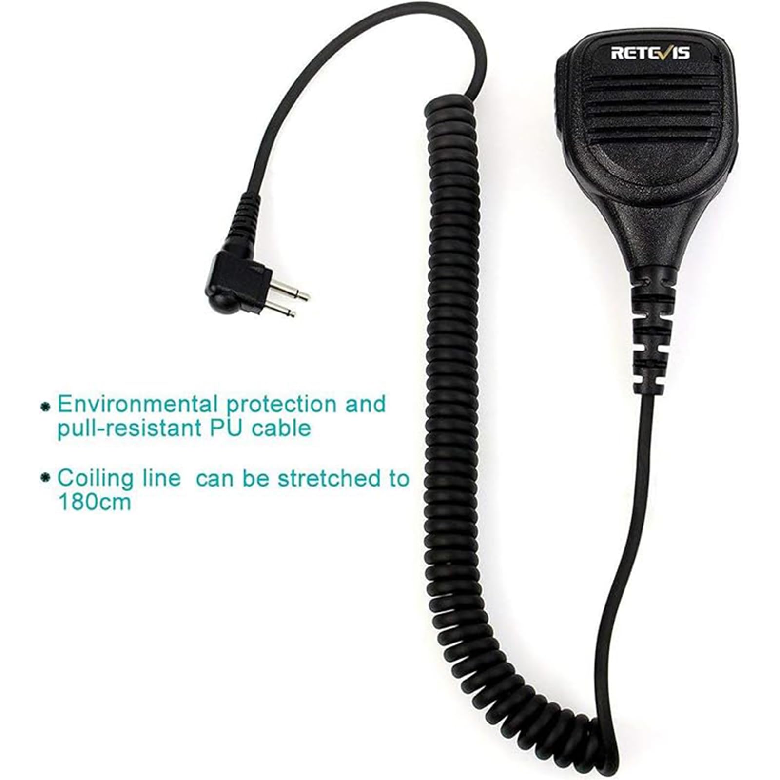 Retevis Walkie Talkies Speaker Mic,Compatible With Motorola Cp200 Cp200D Cp100D Bpr40D Bpr40 Cls1410 Rmu2040 Rdm2070D Rdu4100 Gp88S Cp250 Walkie Talkie, 3.5Mm Audio Jack 2 Pin Shoulder Mic(1 Pack)