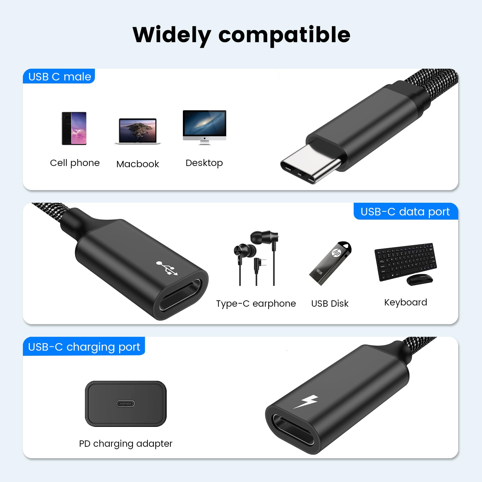 Mogood Usb C Splitter Usb C To Usb C Female Adapter Usb Y Splitter Cable(Not For Monitor)Usb C Male To 2Usb C Female Cord Double
