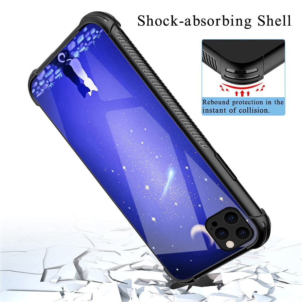 ZHEGAILIAN iPhone 13 Mini Phone Case Shockproof Reinforced Corners TPU Acrylic Blue Moon Cat