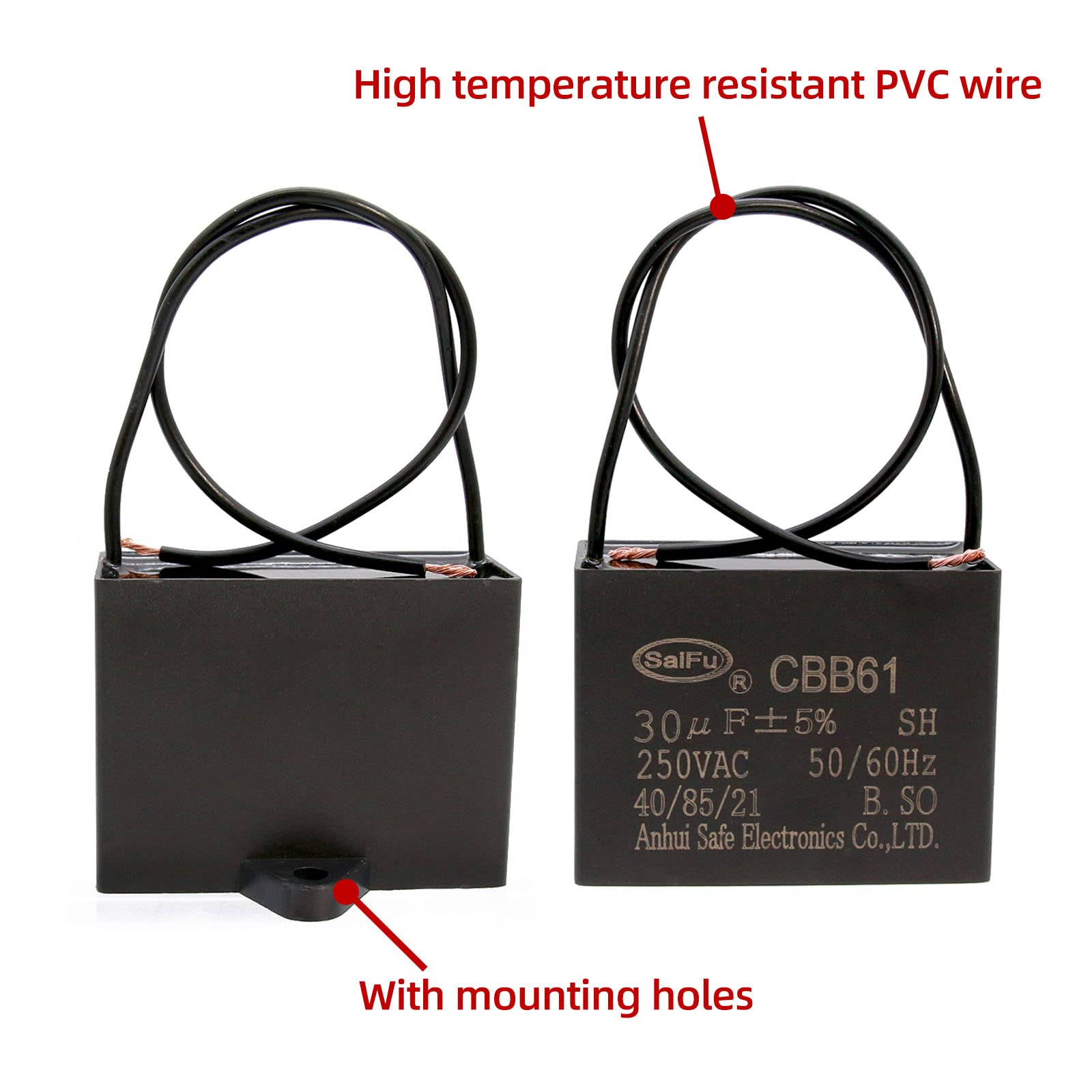 Akzytue Cbb61 Capacitor 30Uf 250V Ac Ceiling Fan 2 Wire 50/60Hz For Starting Electric Fan Generator Pump Motor