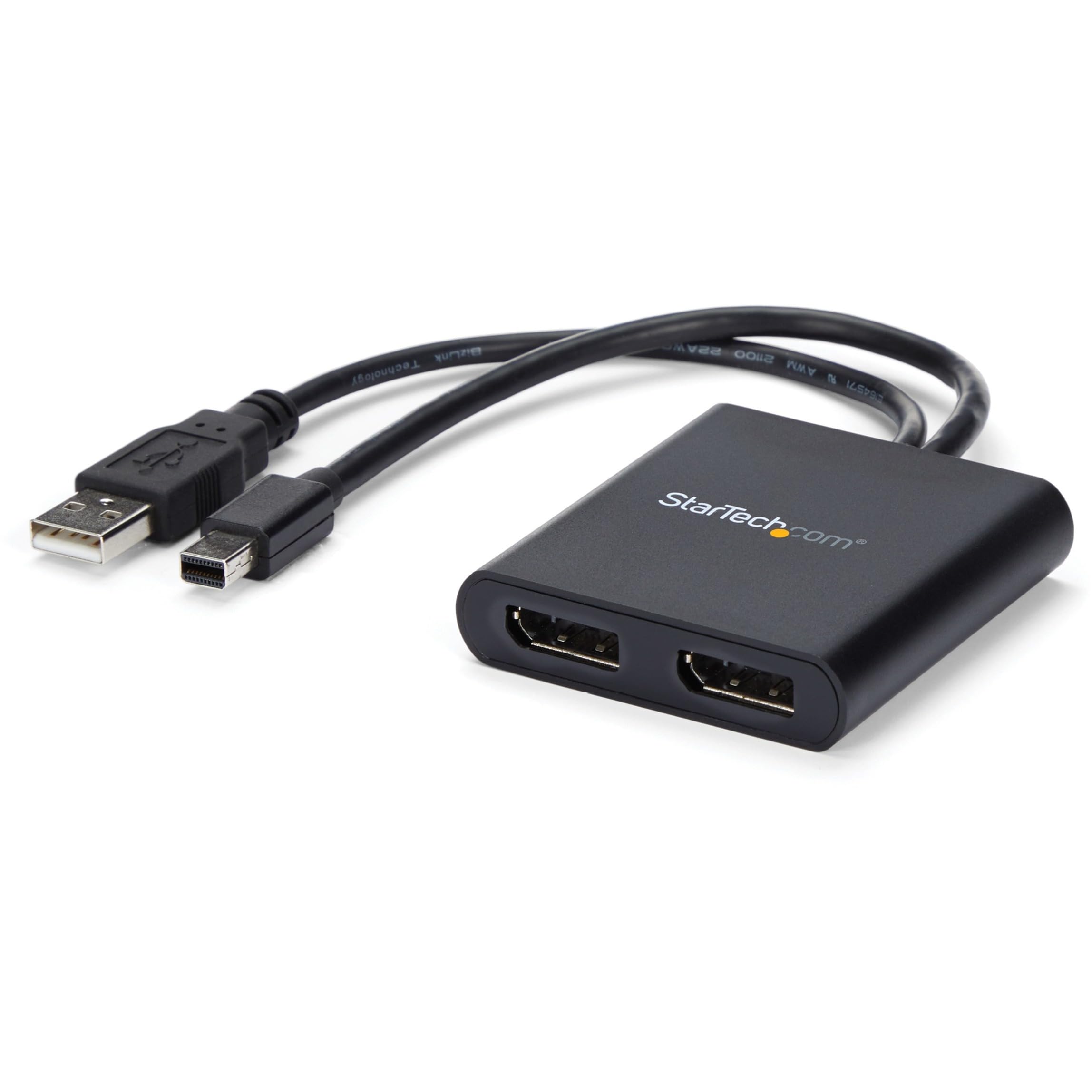 2-Port Mini Displayport To Displayport Multi-Monitor Adapter Drives Dual Dp Disp