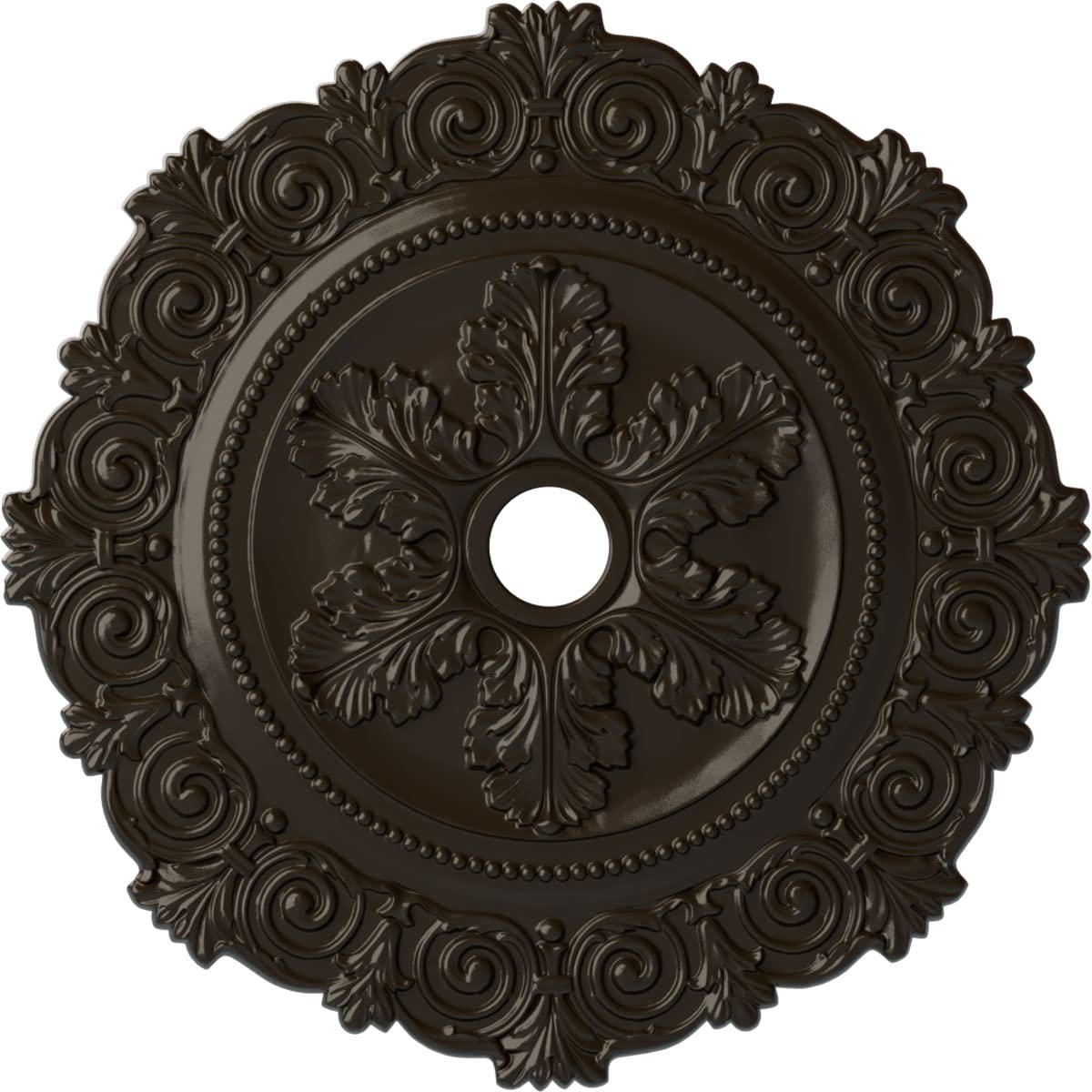 33 1/4OD x 3 5/8ID x 1P Scroll Medallion (Fits Canopies up to 3 5/8), Hand-Painted Stone Hearth