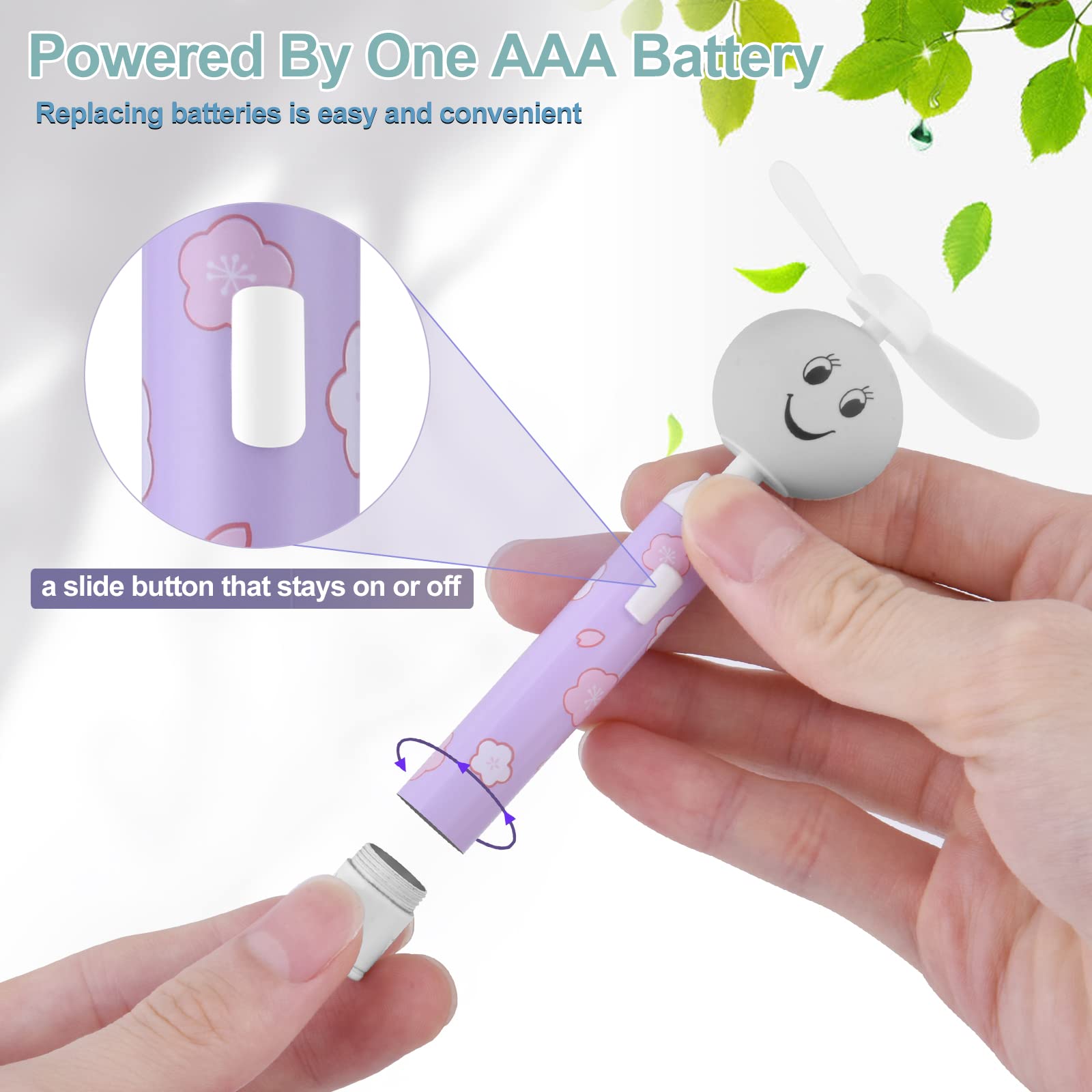 Honiha Handheld Mini Fan, Small Portable Pocket Fan, Creative Smiley Face Shaped Personal Fan Replaceable Battery Hand Held Fan