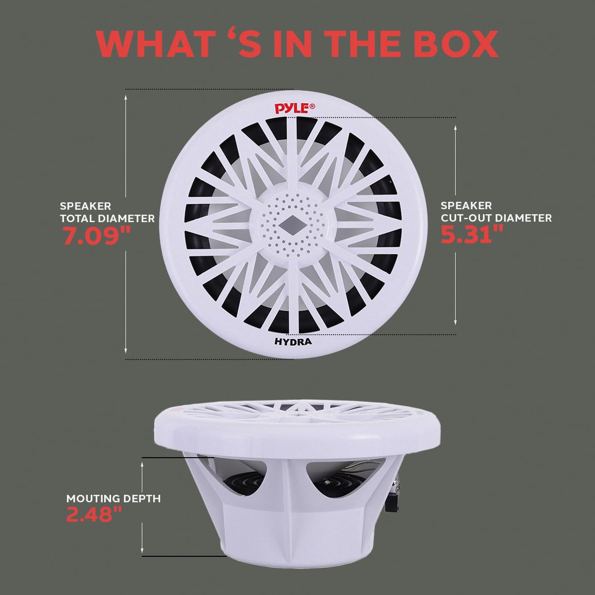 Pyle Plmrw8 8 Inch Outdoor Marine Audio Subwoofer   400 Watt Single White Waterproof Bass Loud Speaker For Marine Stereo Sound S