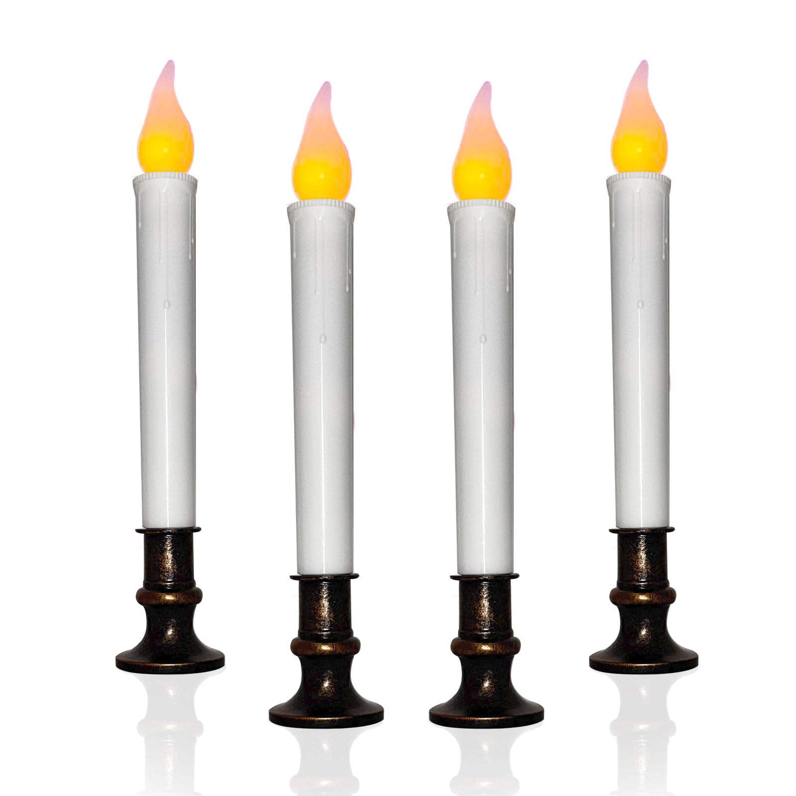 4 Pcs Christmas Window Candles with Timer, 9 LED Battery Operated Window Candle Lights with Flickering Flameless Flame, LED Cand