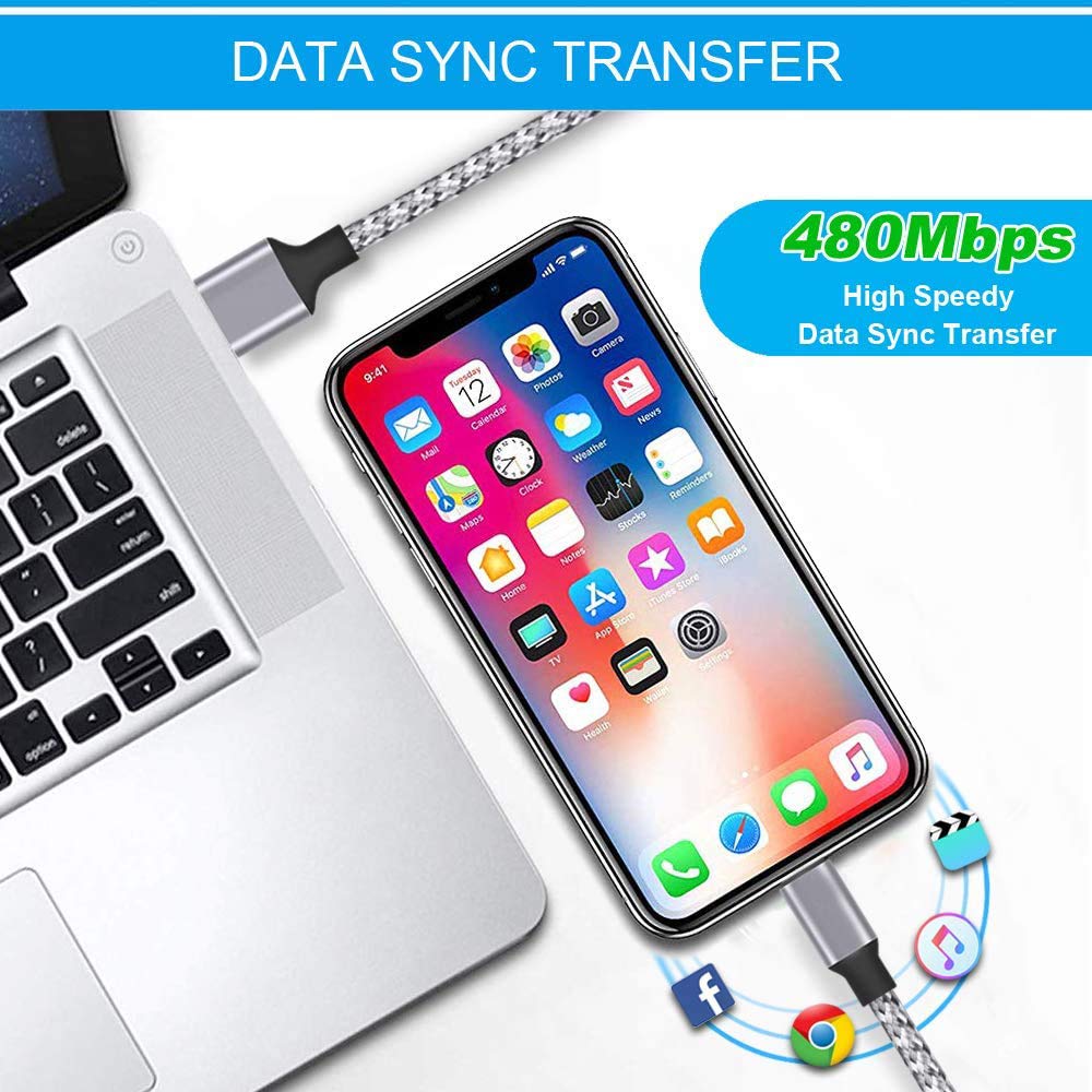 Iphone Fast Charger,Usb Wall Charger 2Pack[Apple Mfi Certified]Dual Port Usb Wall Charger Block Plug With Long 6Ft Fast Charging