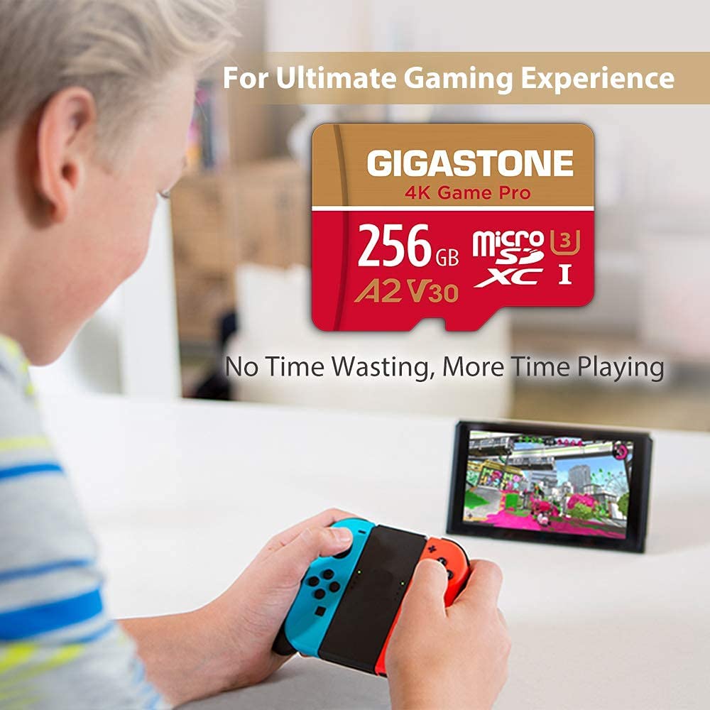 [5 Yrs Free Data Recovery] Gigastone 256Gb Micro Sd Card, 4K Game Pro Max, A2 V30 Microsdxc Memory Card For Nintendo Switch, Ste