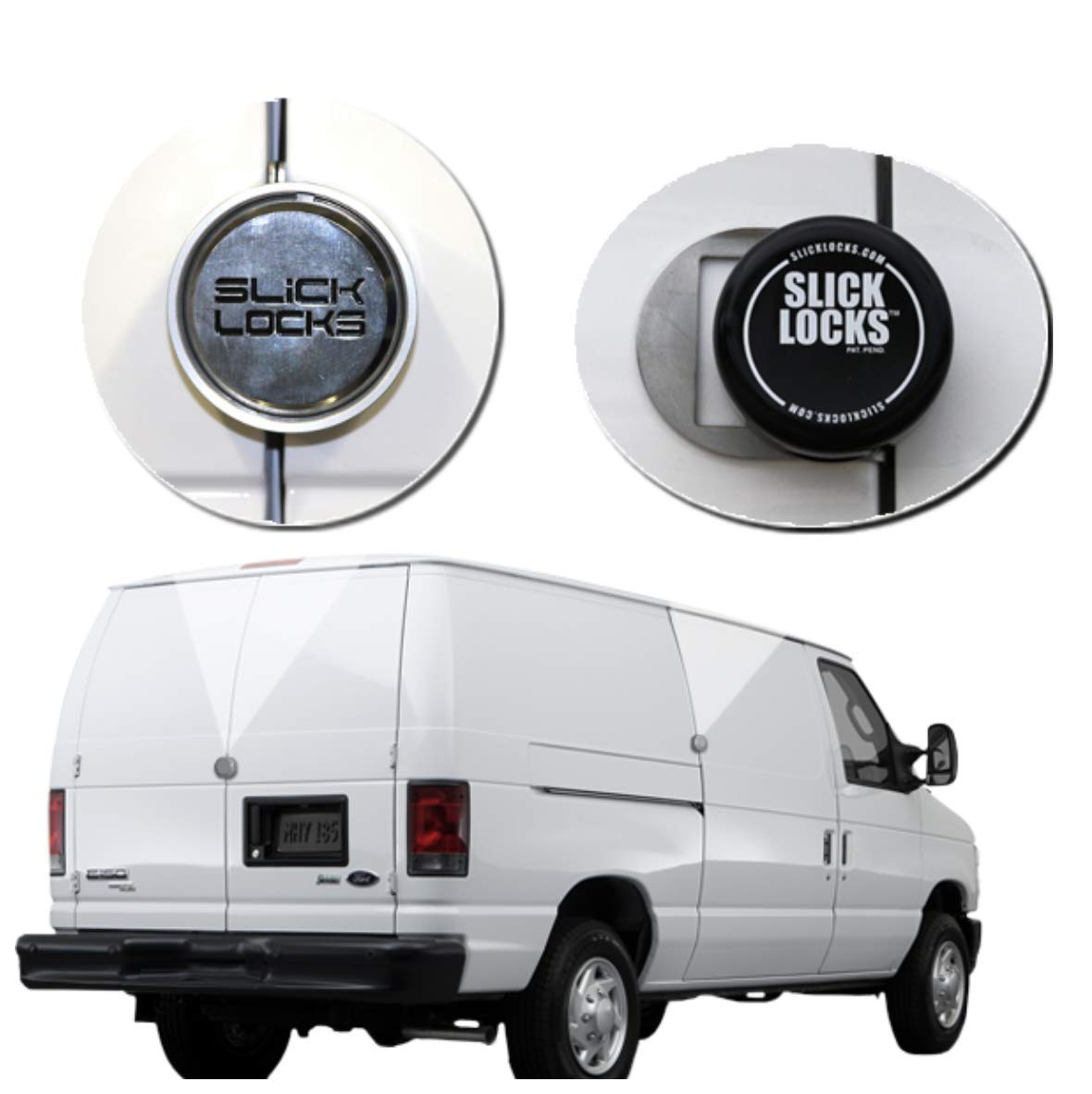 Slick Locks Ford Sliding Door Kit Complete With Spinners, Weather Covers & Locks,Silver