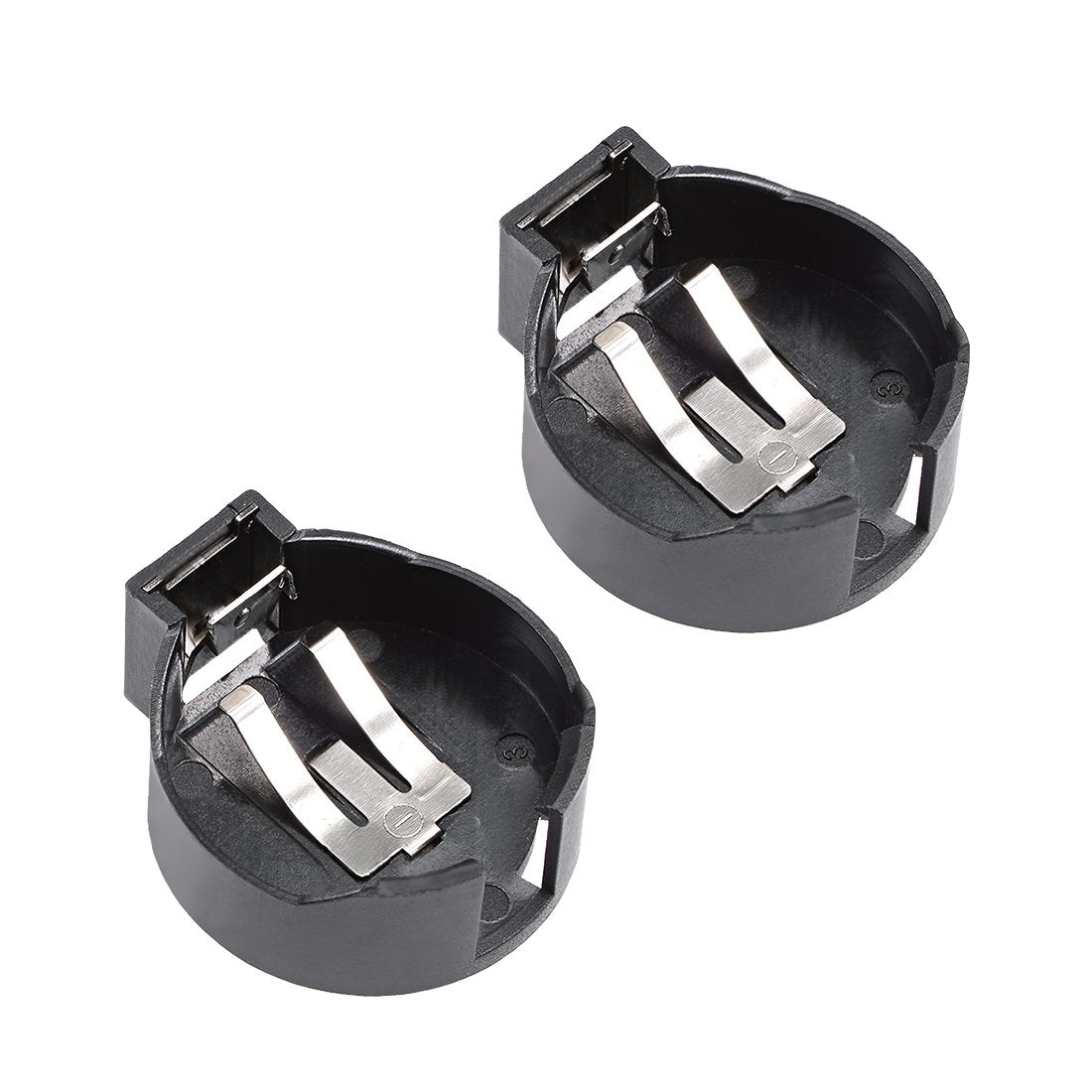 Uxcell 2 Pcs Cr2477 Horizontal Coin Button Battery Holder Black Container Case