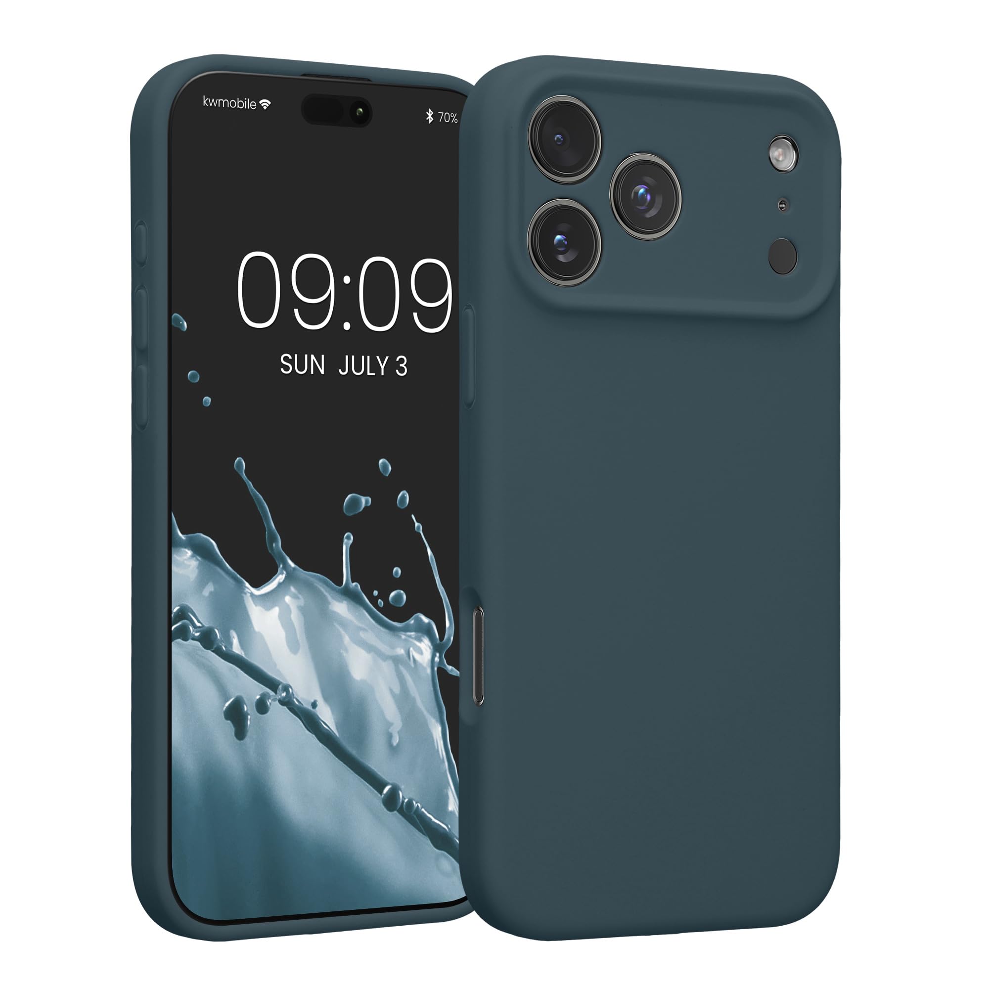 kwmobile Case Compatible with Apple iPhone 17 Pro Max Case - Slim TPU Silicone Phone Cover - Soft Touch Finish - Dark Slate