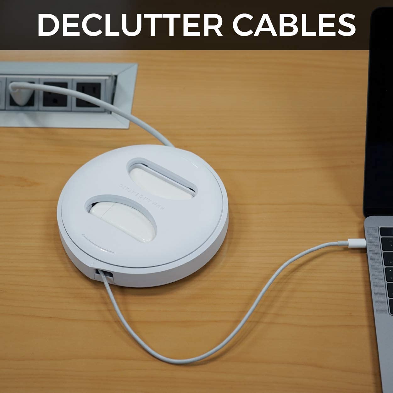 HumanCentric Cord Winder Charger Organizer for MacBook Pro Air 60W 61W 67W USB-C MagSafe Plastic White Large