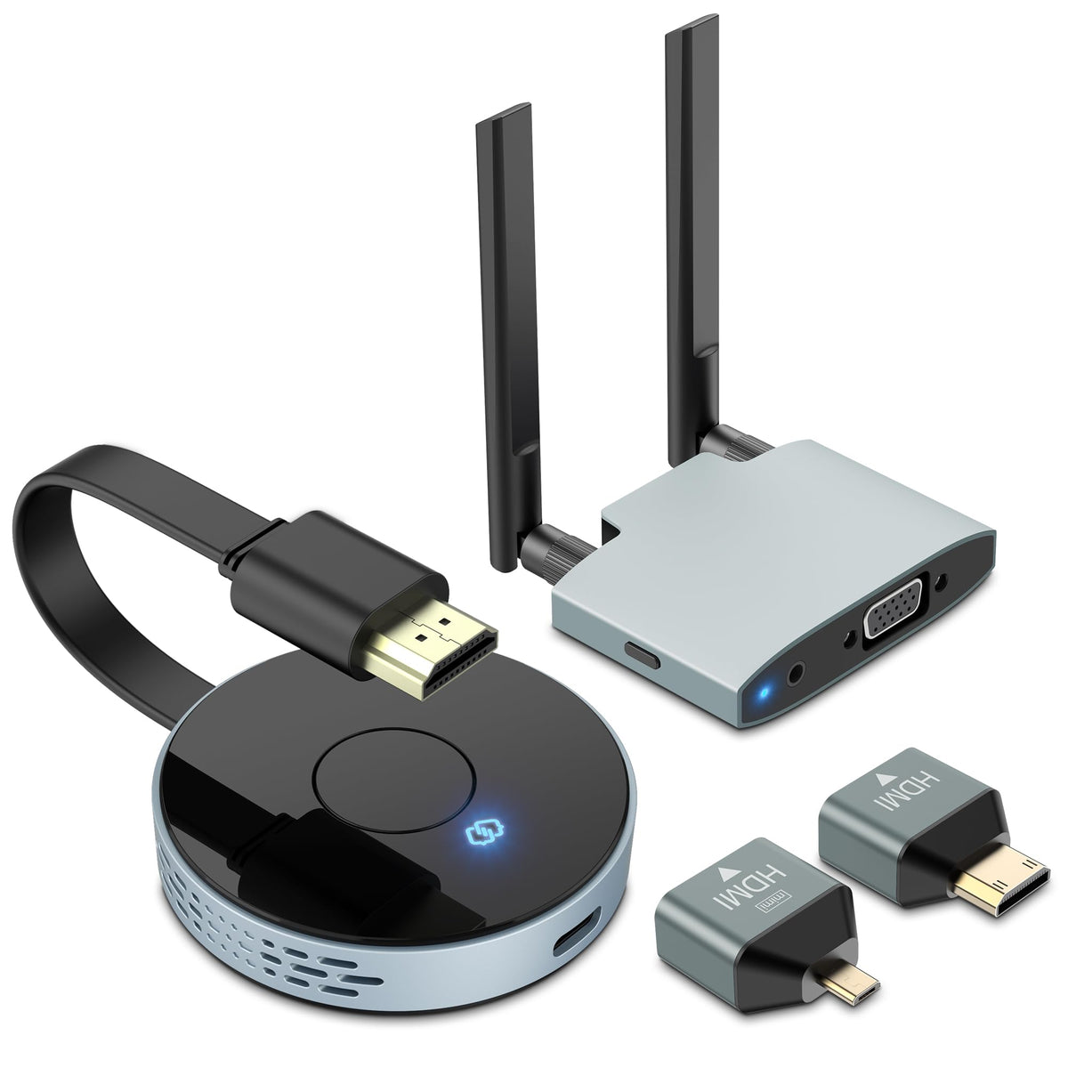 Wireless Hdmi Transmitter And Receiver, Plug And Play, Wireless Hdmi Extender Kit Support 2.4/5Ghz For Streaming Video, Audio An