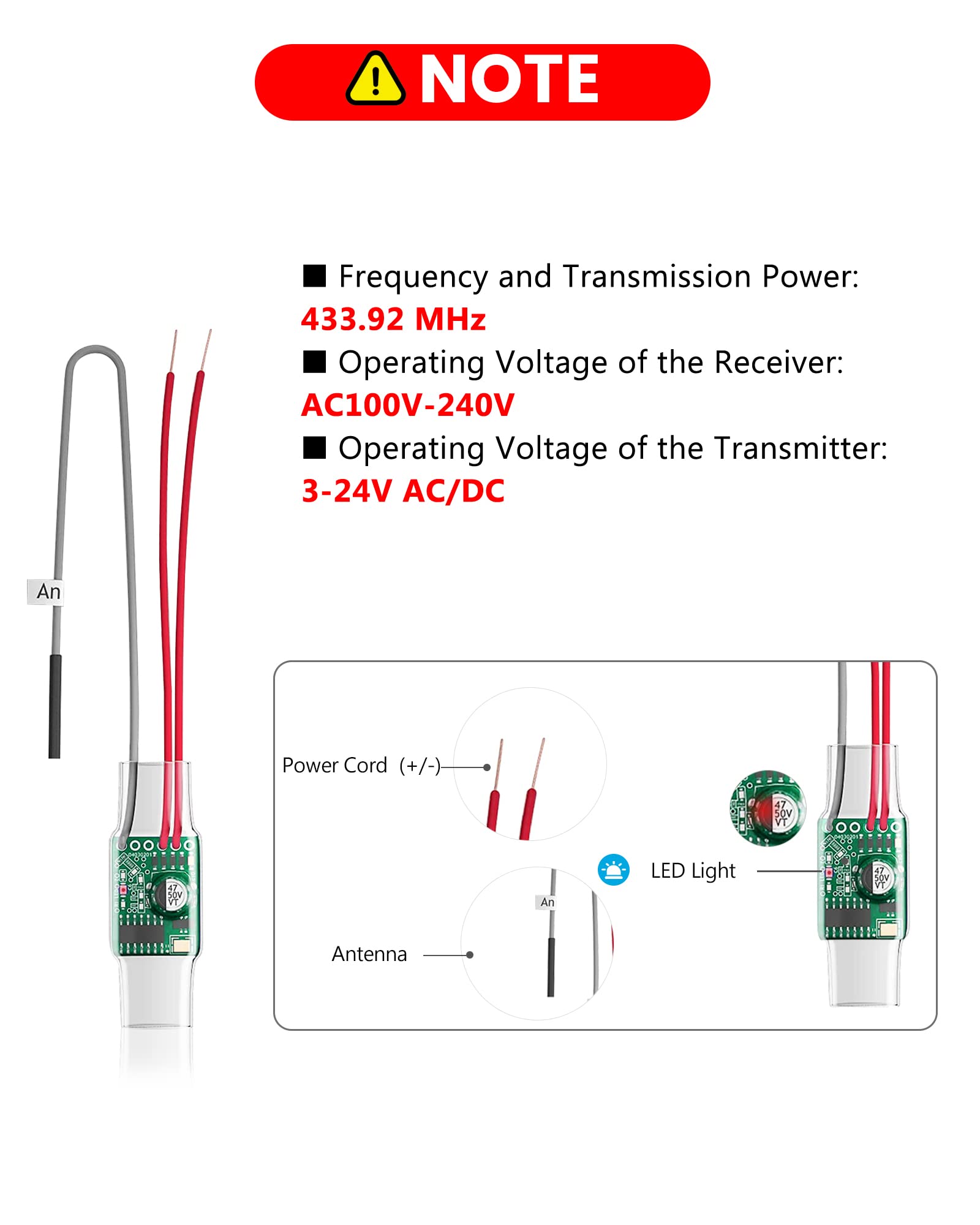 Wireless Doorbell Extender With Receiver Connects To Existing Hardwired Doorbell Into Wireless Door Bell With 656 Ft Range, 58 C
