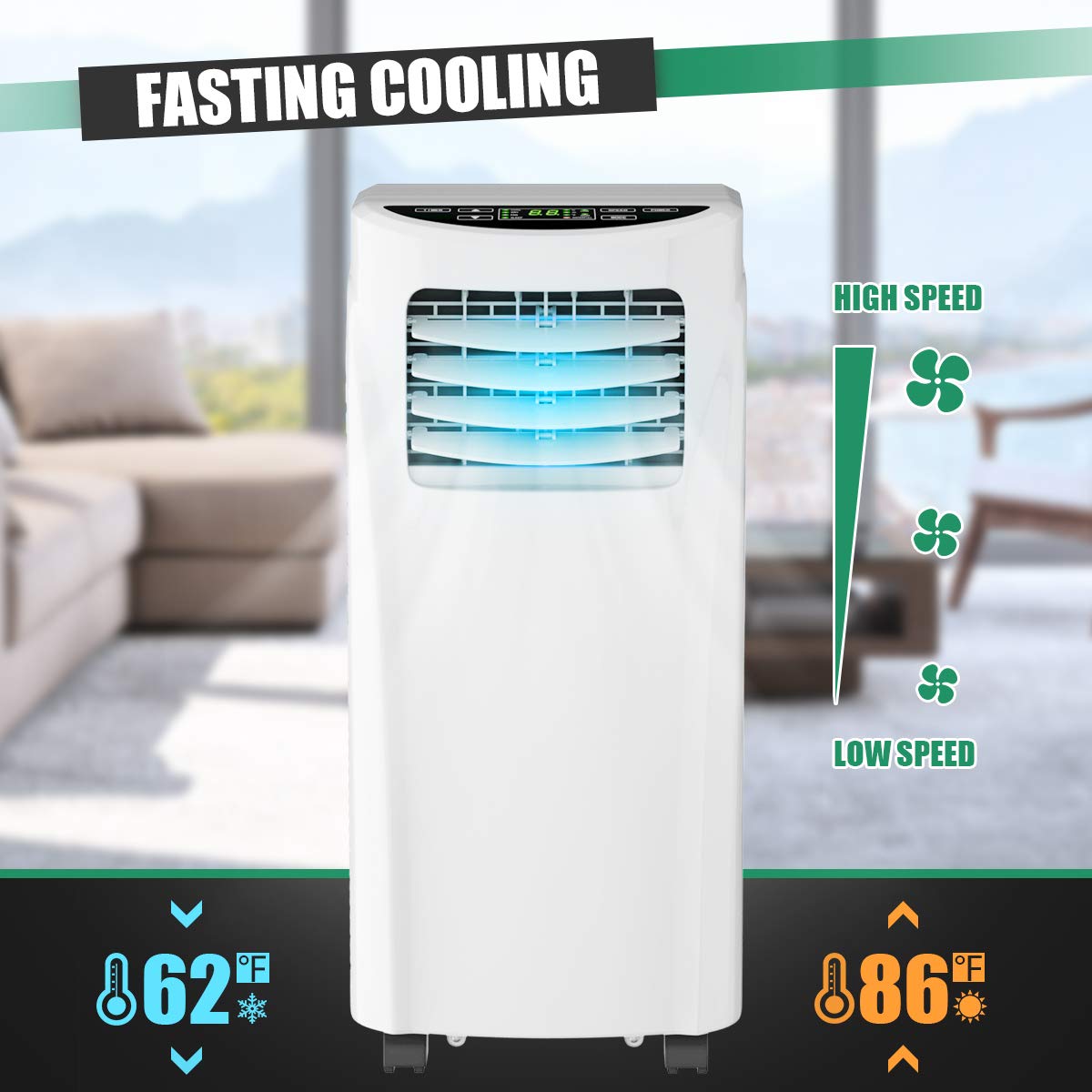 Toolsempire 8000 BTU 3-in-1 Portable Air Conditioner with Dehumidifier Remote Control EP24619US White