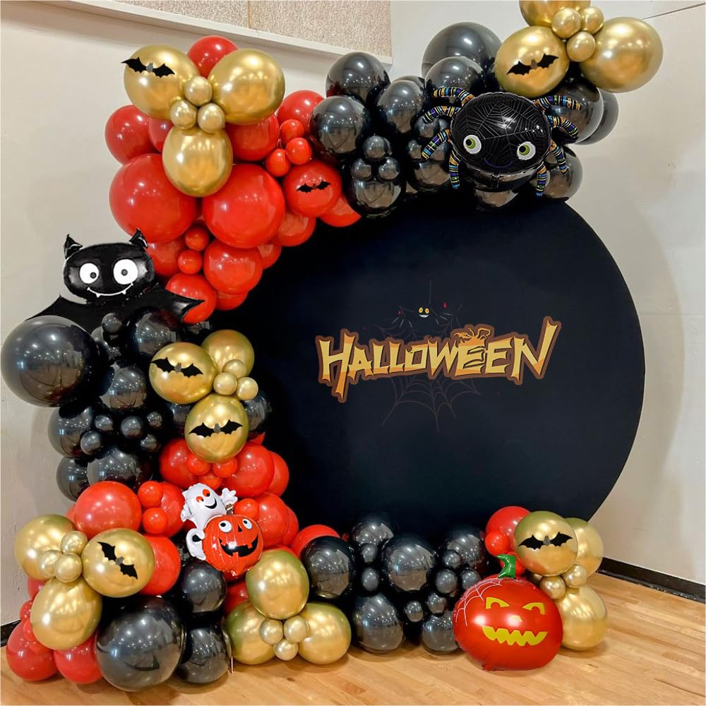 6.5X6.5Ft Black Round Backdrop Cover Halloween Black Circle Backdrop Photography Background Birthday Photo Backdrop For Hallowee