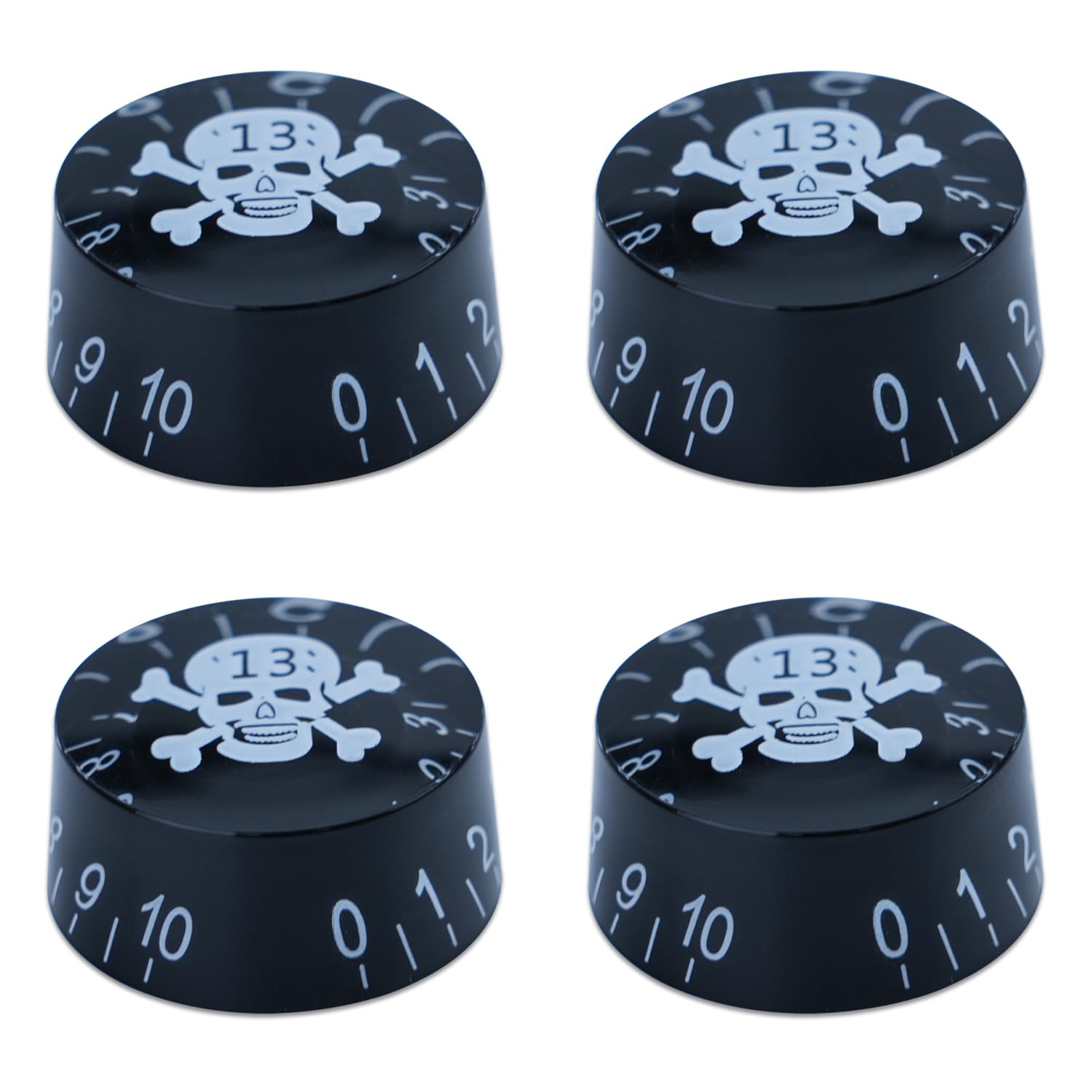 Xiyangjuan 4Pcs Skull Guitar Knobs Black White Cartoon Top Hat Speed Volume Tone Control Knobs For Lp Style Electric Guitar Repl