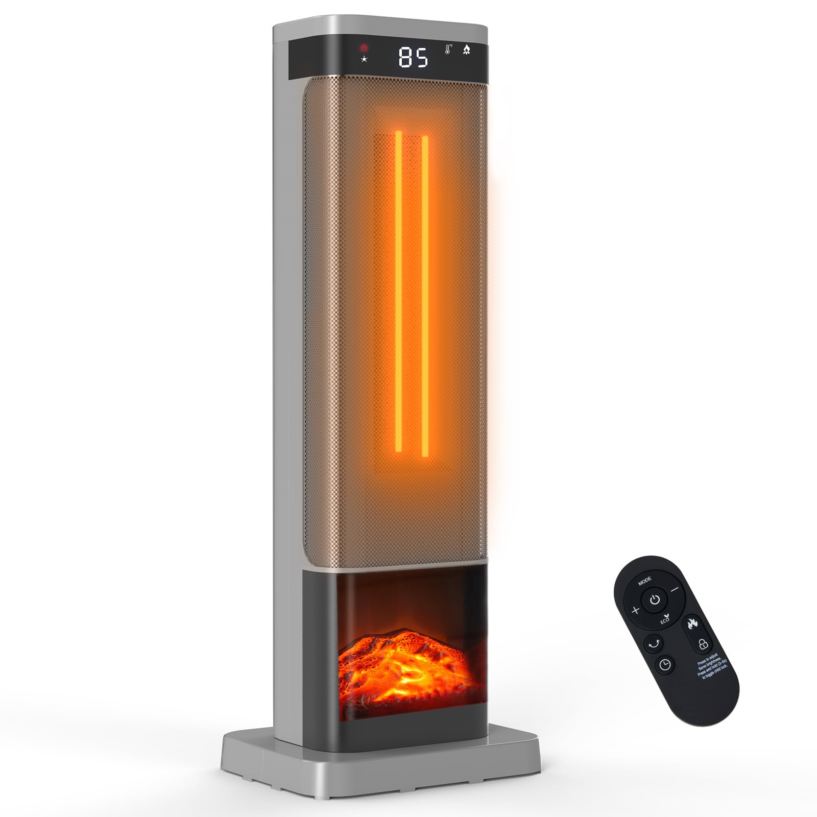 Sweetcrispy Space Heater for Indoor Use, 24Inch Portable Heater with Remote and Thermostat,3 Light Modes, 60Oscillation, 12H Tim