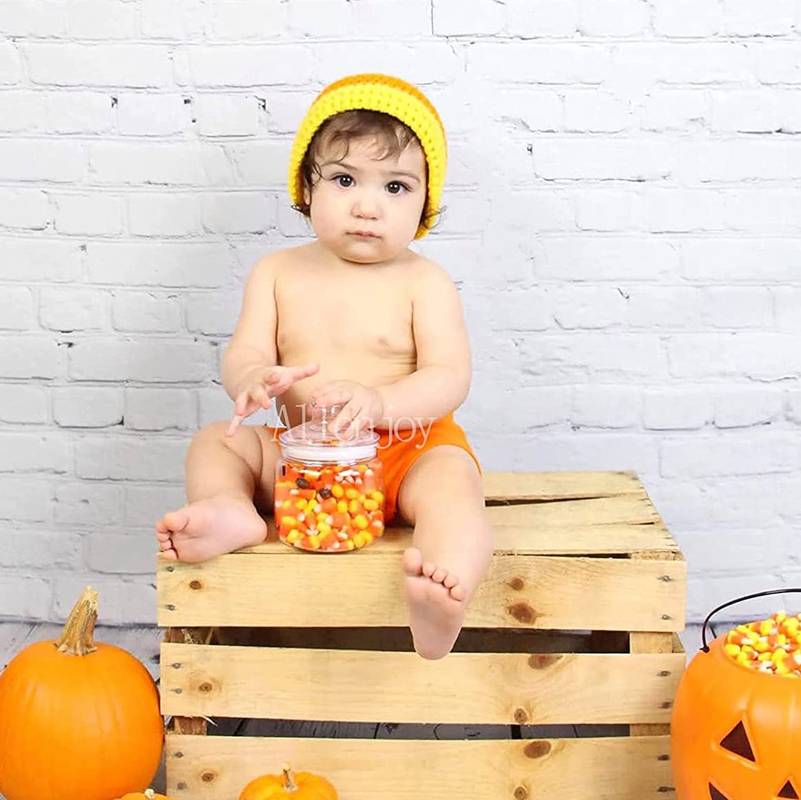 Allenjoy Fabric 5X7Ft White Brick Wall With Wooden Floor Photography Backdrop Photo Background Prop For Newborn Baby Photoshoot